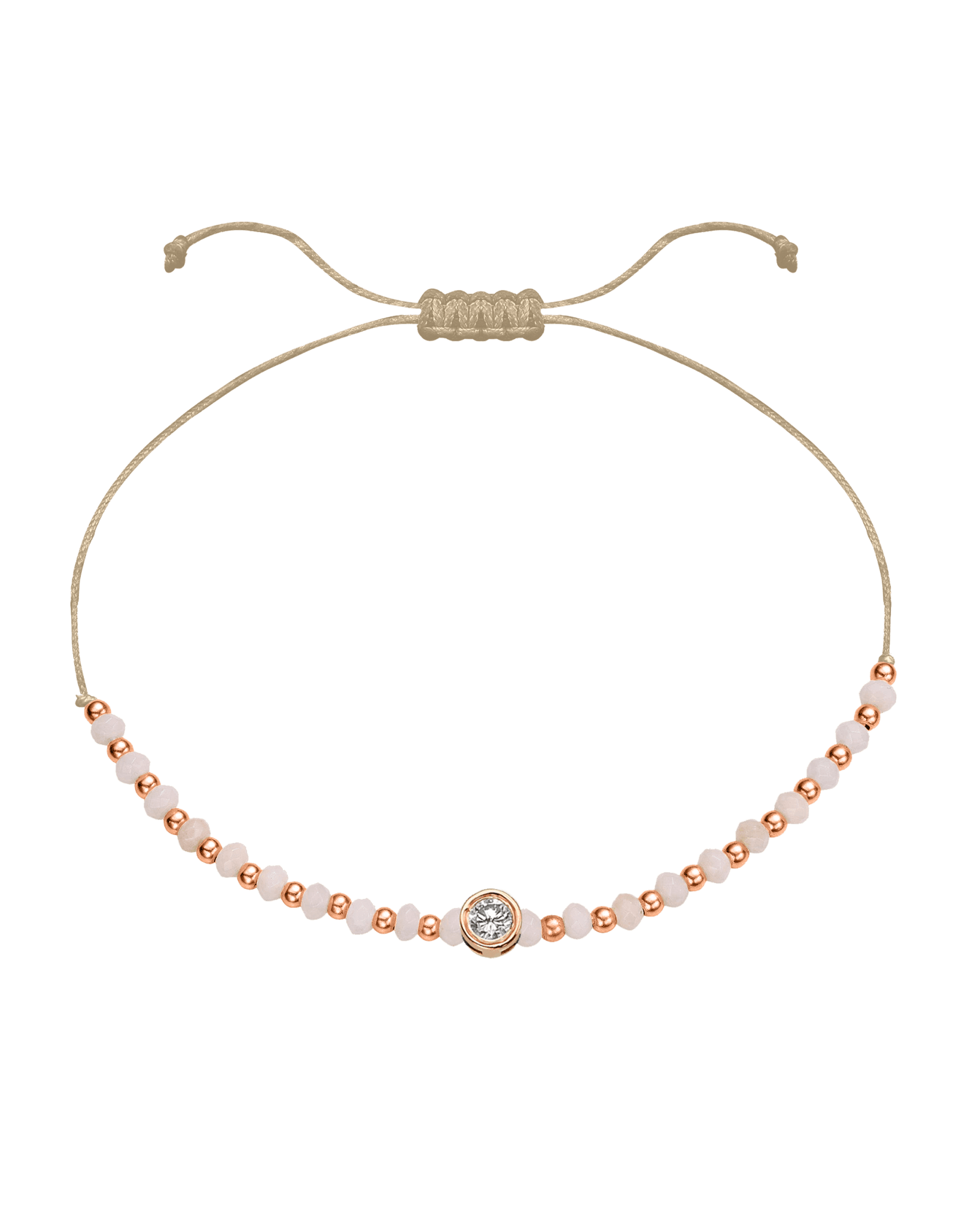 Rhodochrosite Gemstone String of Love Bracelet for Compassion - 14K Rose Gold Bracelet 14K Solid Gold Beige Large: 0.1ct 