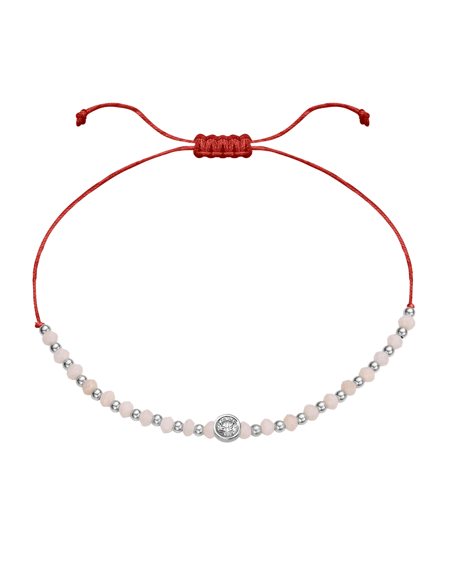 Rhodochrosite Gemstone String of Love Bracelet for Compassion - 14K White Gold Bracelet 14K Solid Gold Red Large: 0.1ct 