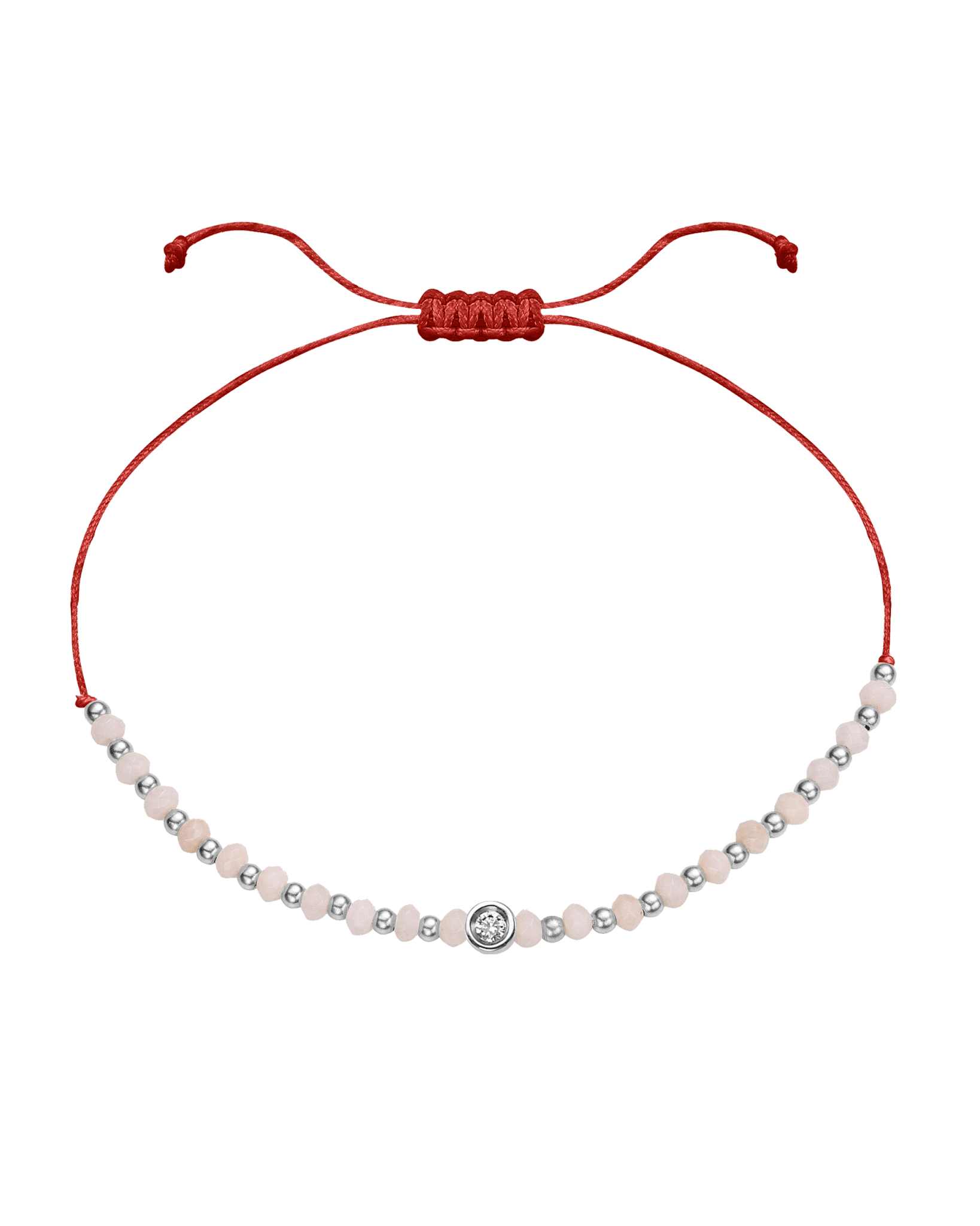 Rhodochrosite Gemstone String of Love Bracelet for Compassion - 14K White Gold Bracelet 14K Solid Gold Red Small: 0.03ct 