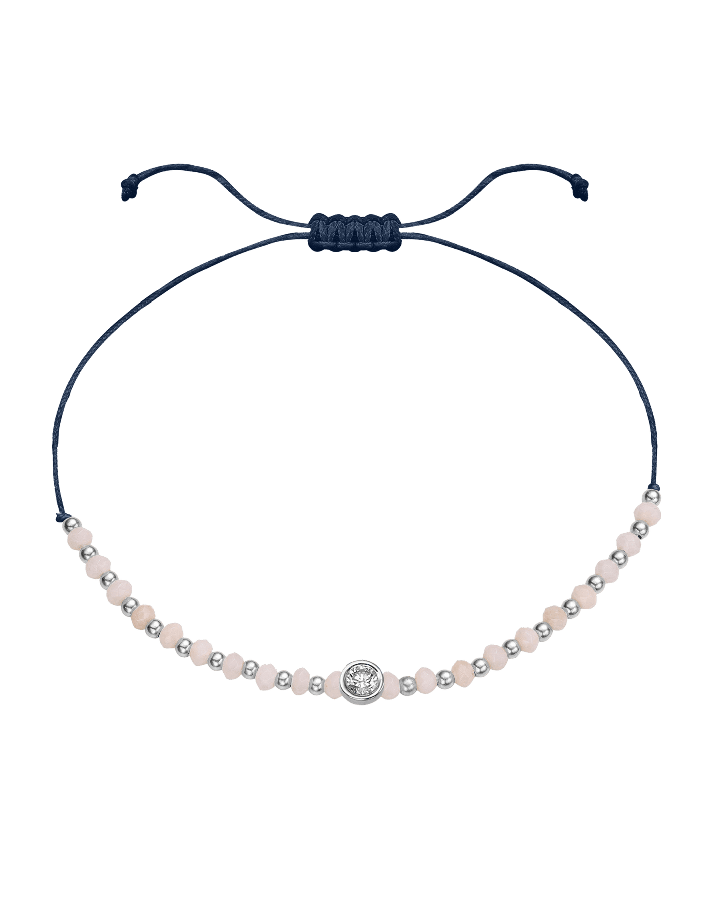 Rhodochrosite Gemstone String of Love Bracelet for Compassion - 14K White Gold Bracelet 14K Solid Gold Navy Blue Large: 0.1ct 