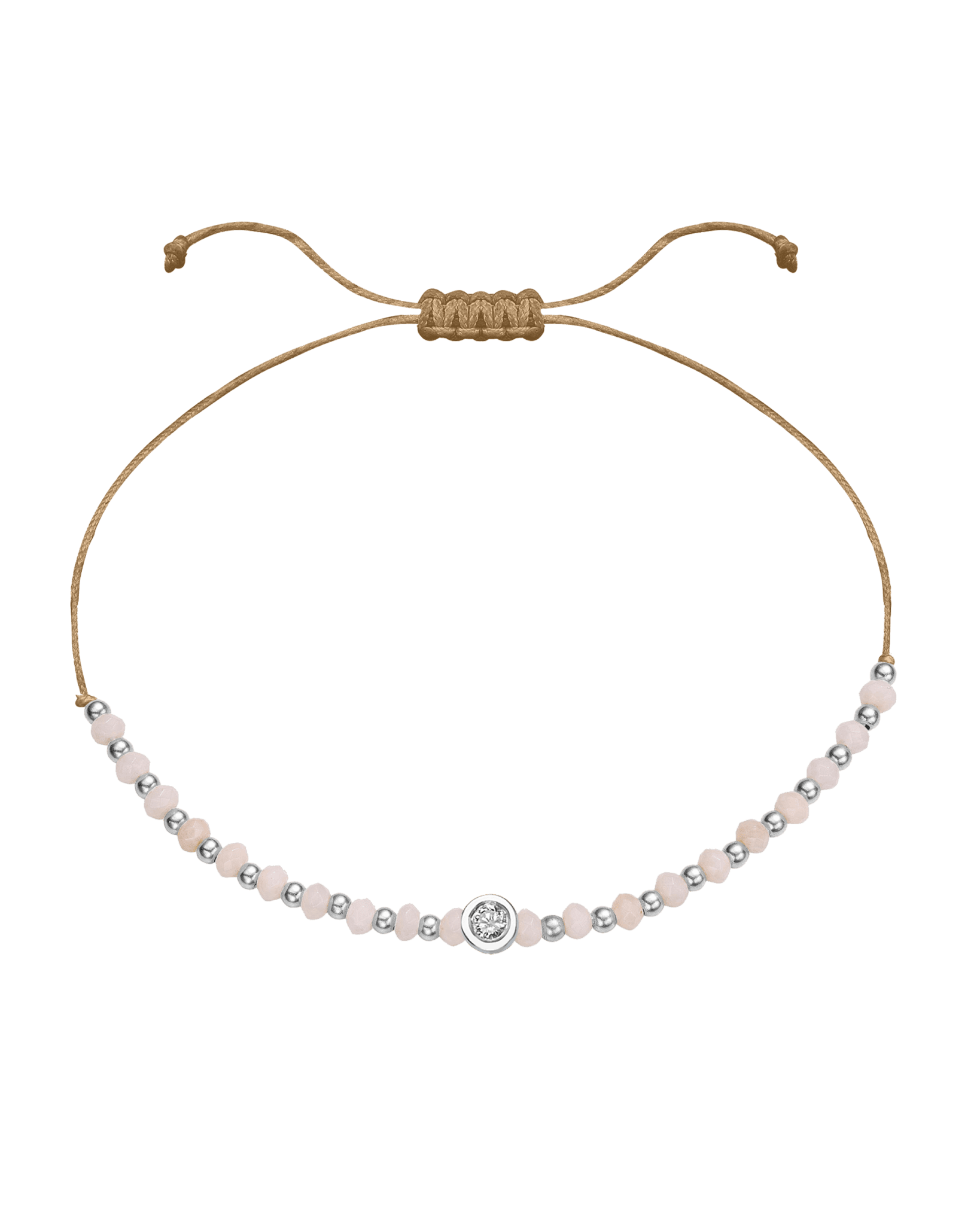Rhodochrosite Gemstone String of Love Bracelet for Compassion - 14K White Gold Bracelet 14K Solid Gold Camel Medium: 0.04ct 