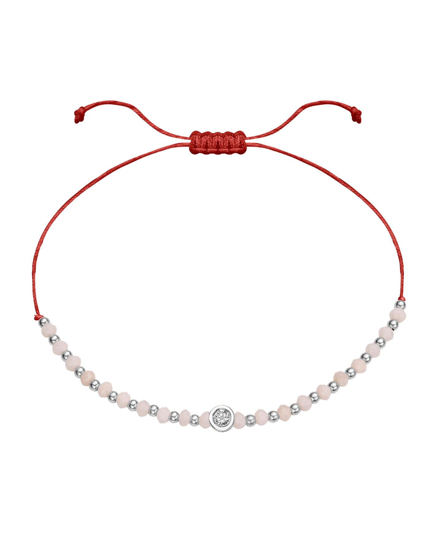 Rhodochrosite Gemstone String of Love Bracelet for Compassion - 14K White Gold Bracelet 14K Solid Gold Red Medium: 0.04ct 