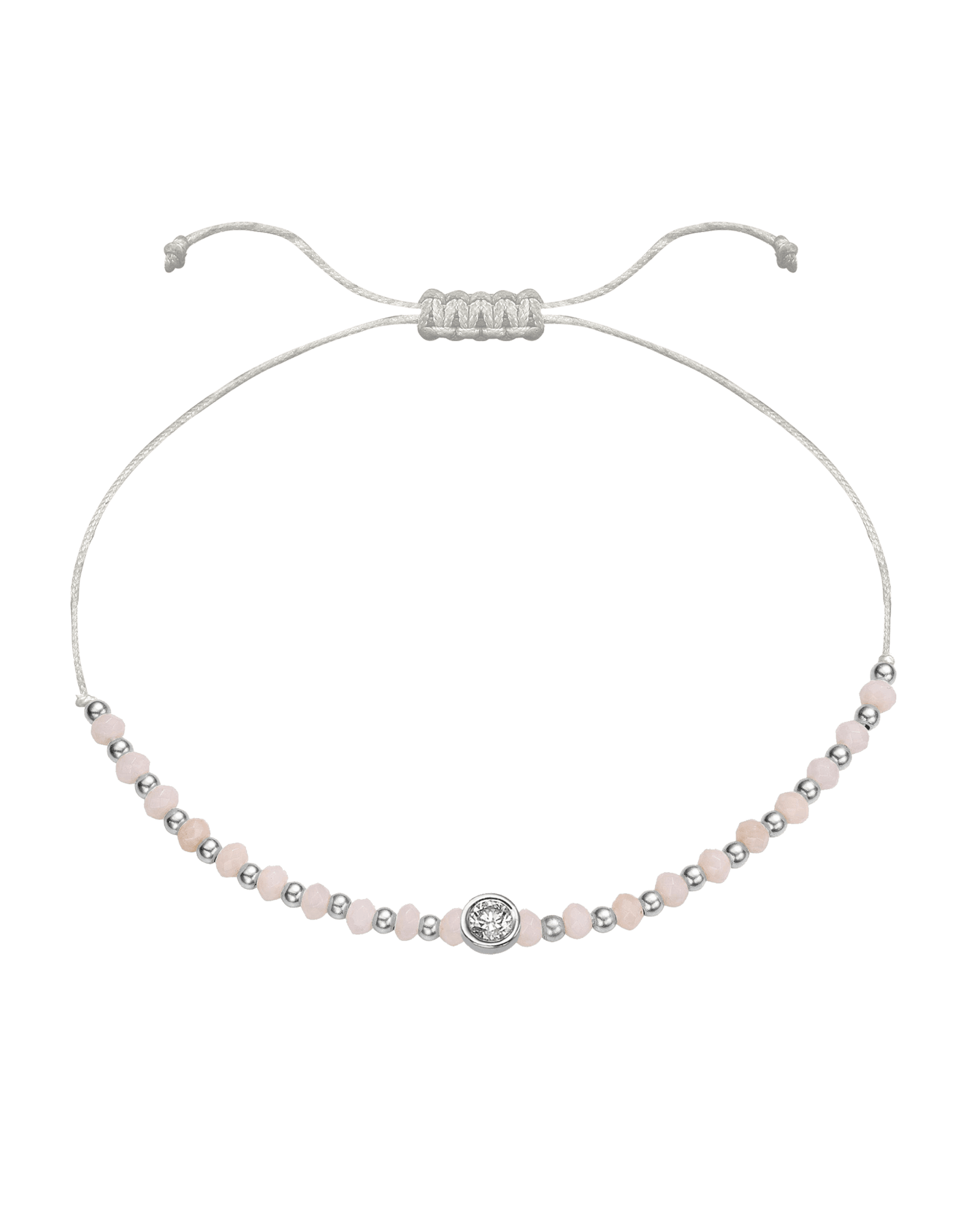 Rhodochrosite Gemstone String of Love Bracelet for Compassion - 14K White Gold Bracelet 14K Solid Gold Pearl Large: 0.1ct 