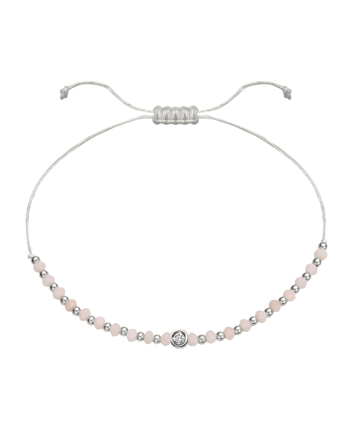 Rhodochrosite Gemstone String of Love Bracelet for Compassion - 14K White Gold Bracelet 14K Solid Gold Pearl Small: 0.03ct 