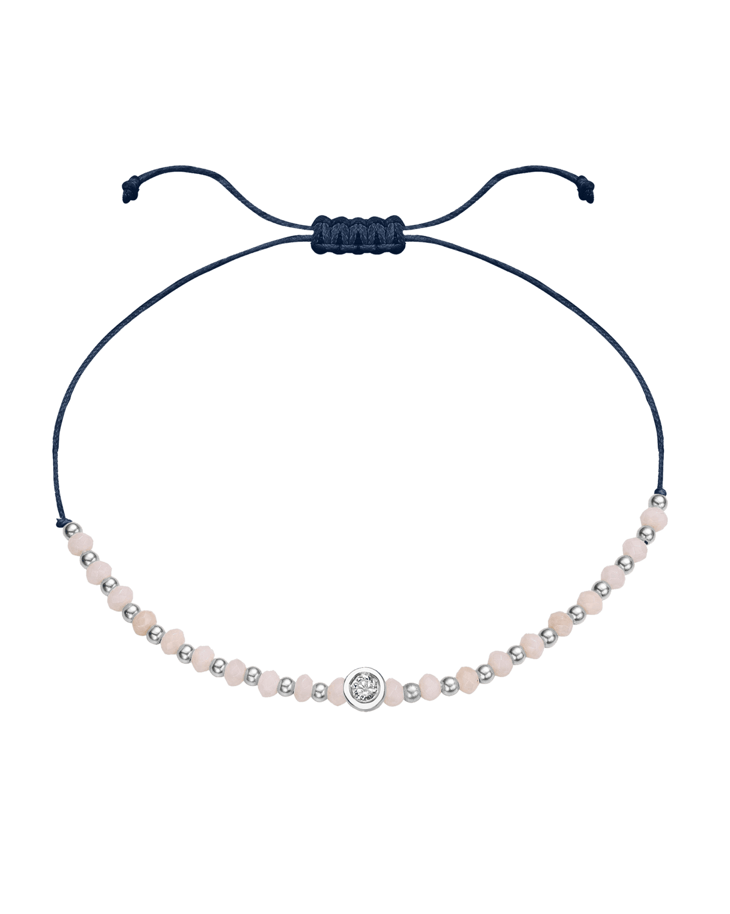 Rhodochrosite Gemstone String of Love Bracelet for Compassion - 14K White Gold Bracelet 14K Solid Gold Navy Blue Medium: 0.04ct 