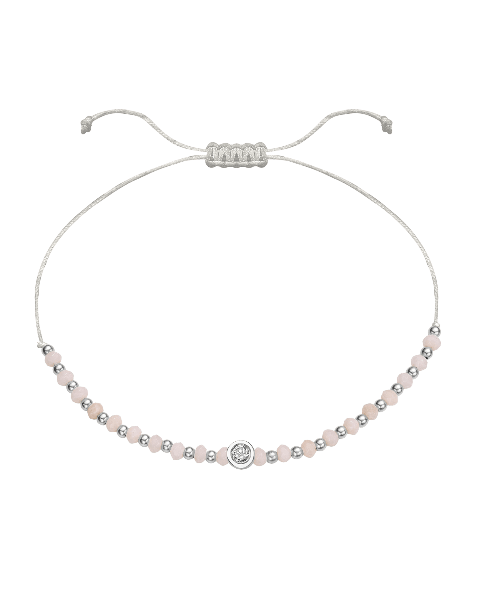 Rhodochrosite Gemstone String of Love Bracelet for Compassion - 14K White Gold Bracelet 14K Solid Gold Pearl Medium: 0.04ct 