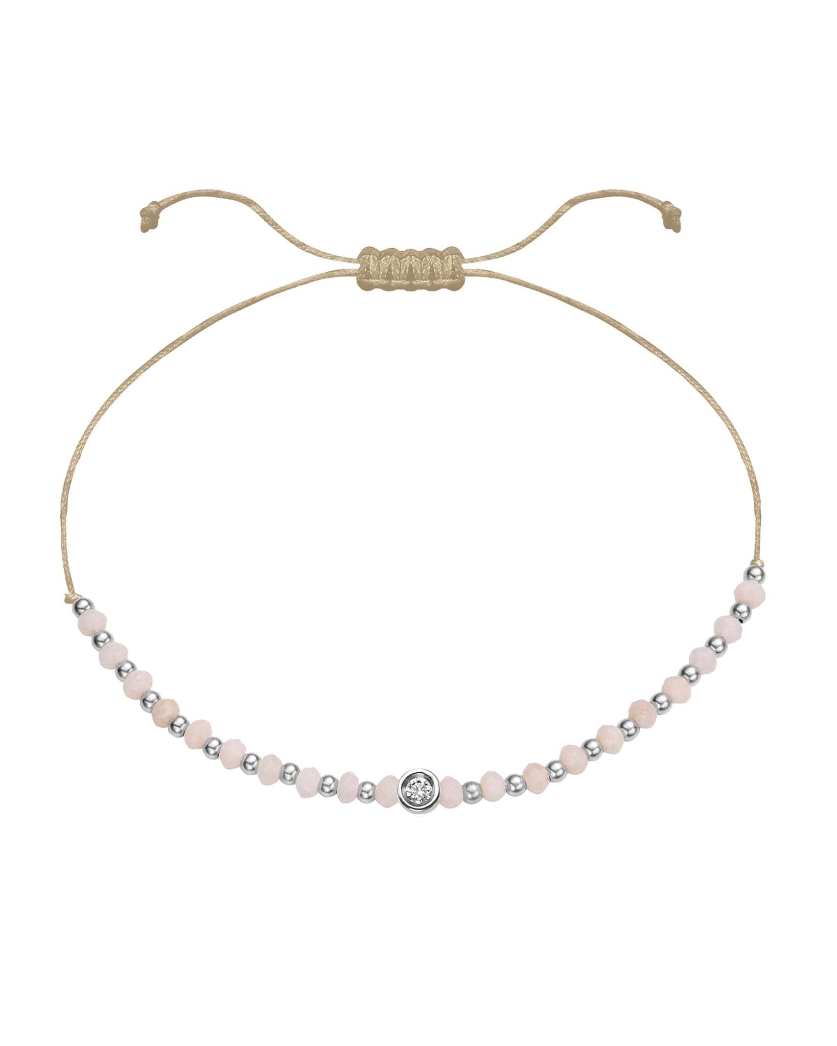 Rhodochrosite Gemstone String of Love Bracelet for Compassion - 14K White Gold Bracelet 14K Solid Gold Beige Small: 0.03ct 