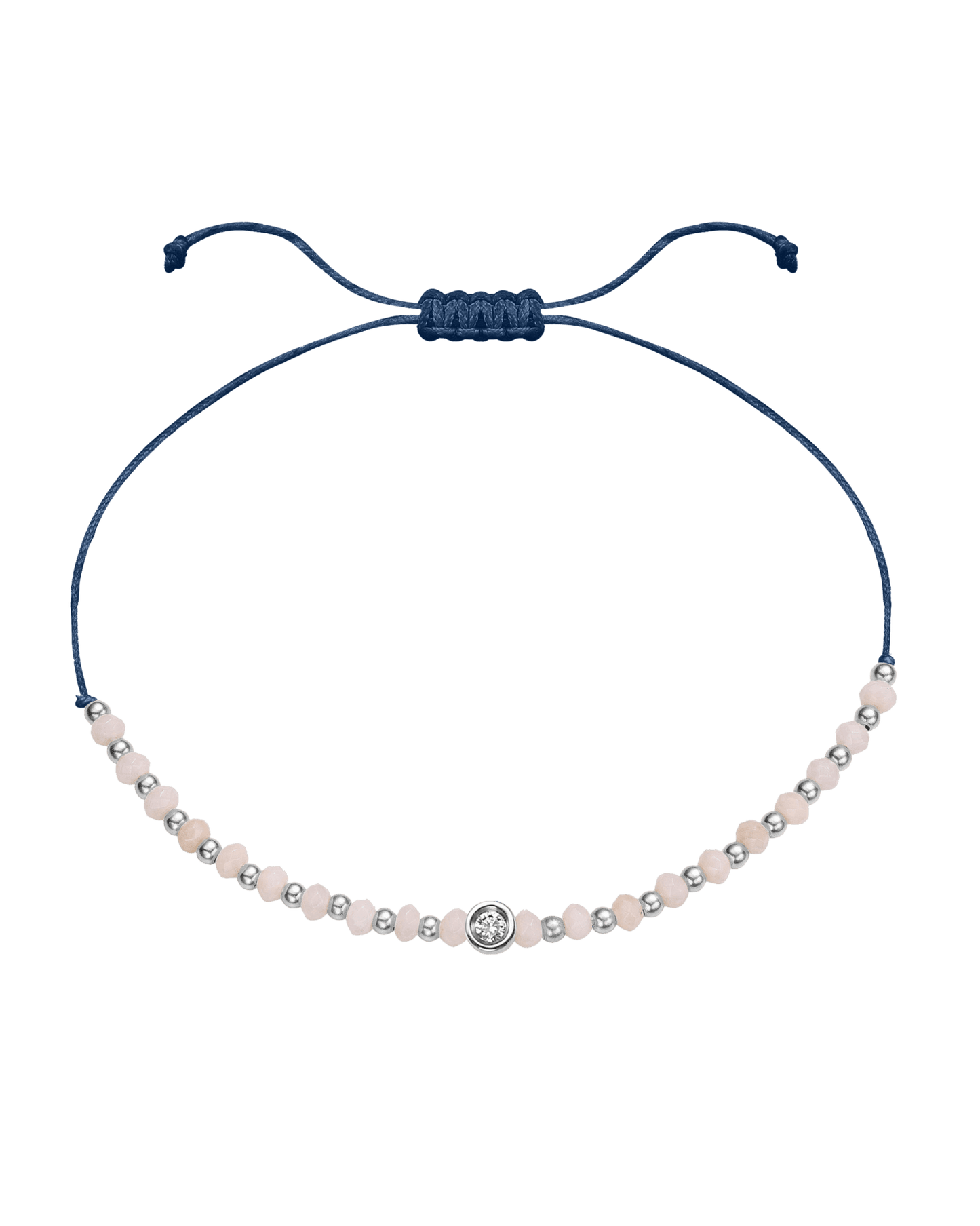 Rhodochrosite Gemstone String of Love Bracelet for Compassion - 14K White Gold Bracelet 14K Solid Gold Indigo Small: 0.03ct 