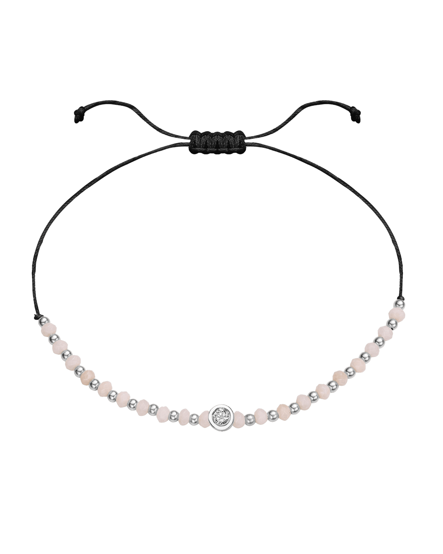 Rhodochrosite Gemstone String of Love Bracelet for Compassion - 14K White Gold Bracelet 14K Solid Gold Black Medium: 0.04ct 