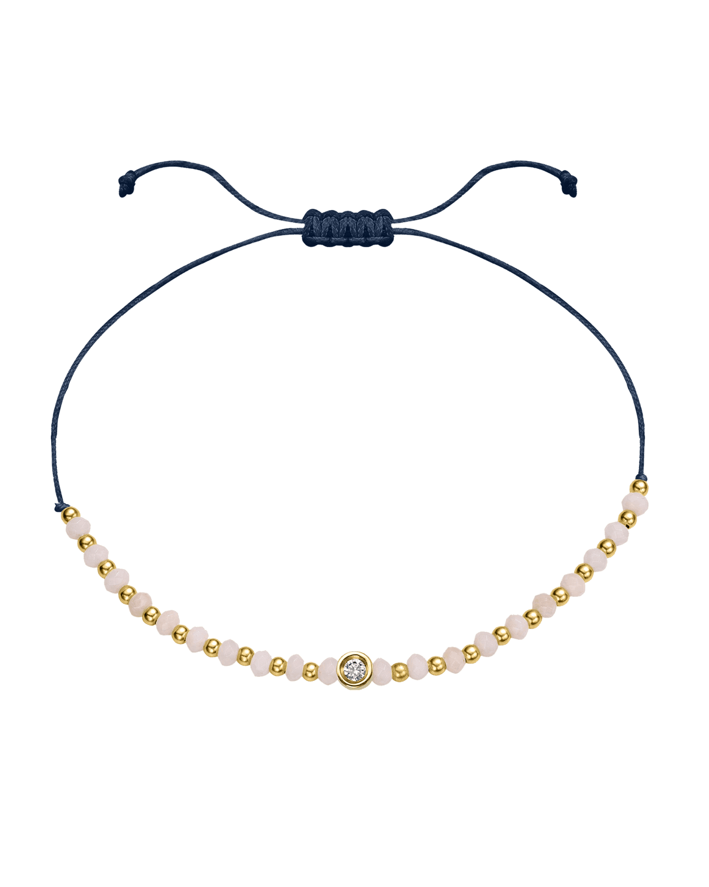 Rhodochrosite Gemstone String of Love Bracelet for Compassion - 14K Yellow Gold Bracelet 14K Solid Gold Navy Blue Small: 0.03ct 