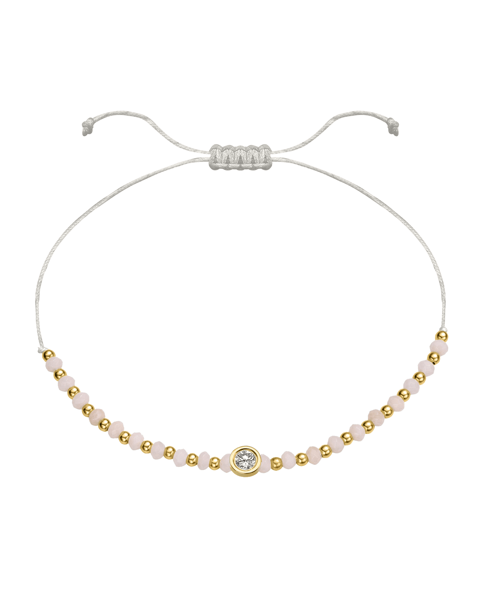 Rhodochrosite Gemstone String of Love Bracelet for Compassion - 14K Yellow Gold Bracelet 14K Solid Gold Pearl Large: 0.1ct 