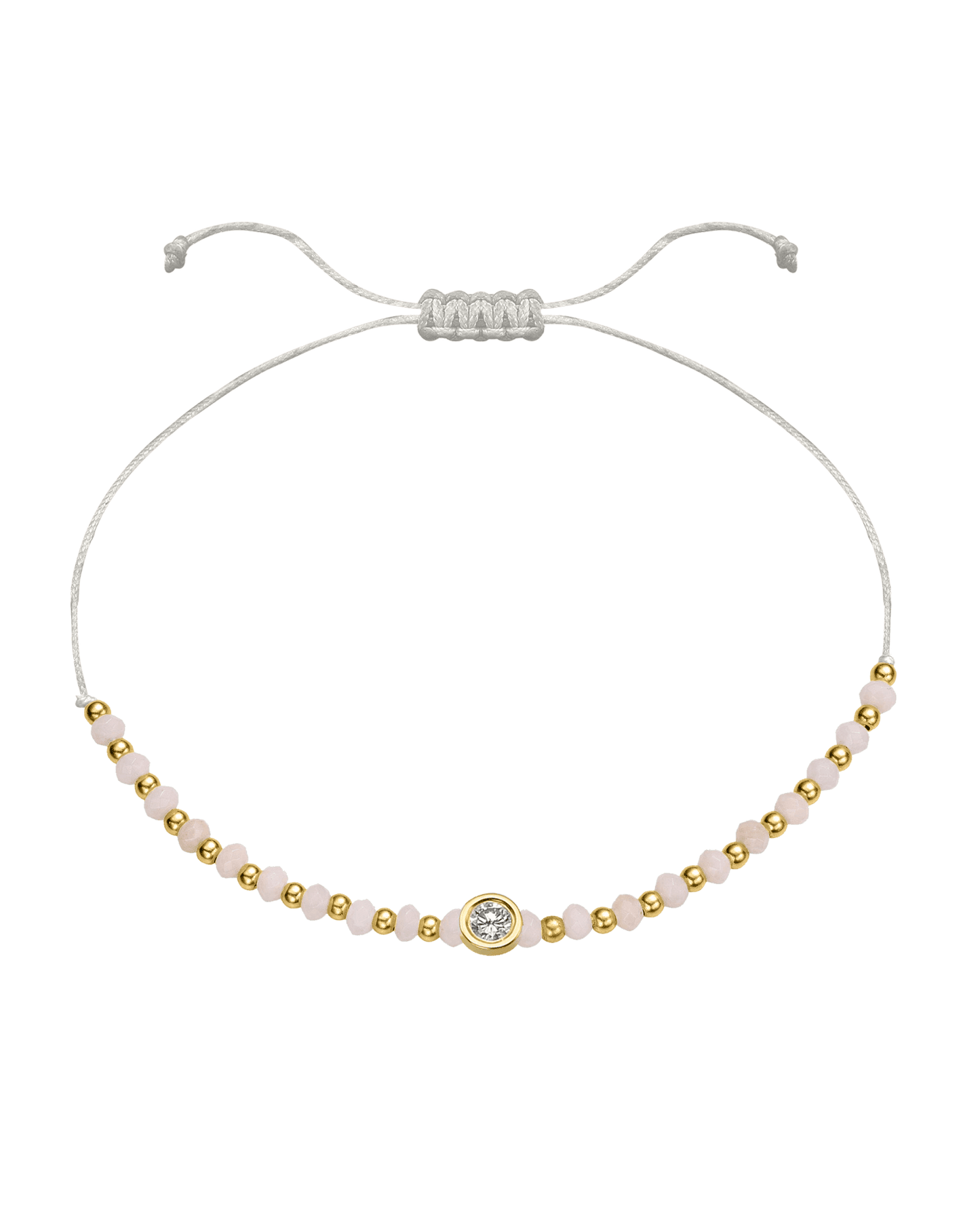 Rhodochrosite Gemstone String of Love Bracelet for Compassion - 14K Yellow Gold Bracelet 14K Solid Gold Pearl Large: 0.1ct 