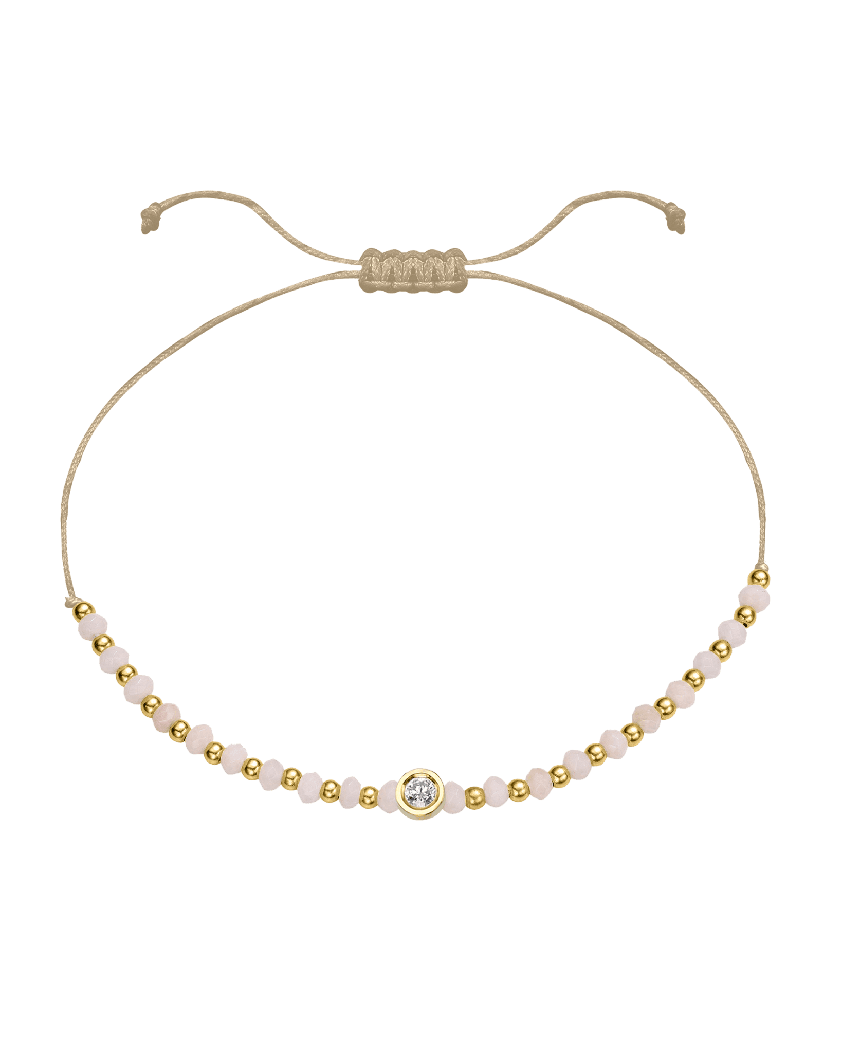 Rhodochrosite Gemstone String of Love Bracelet for Compassion - 14K Yellow Gold Bracelet 14K Solid Gold Beige Medium: 0.04ct 
