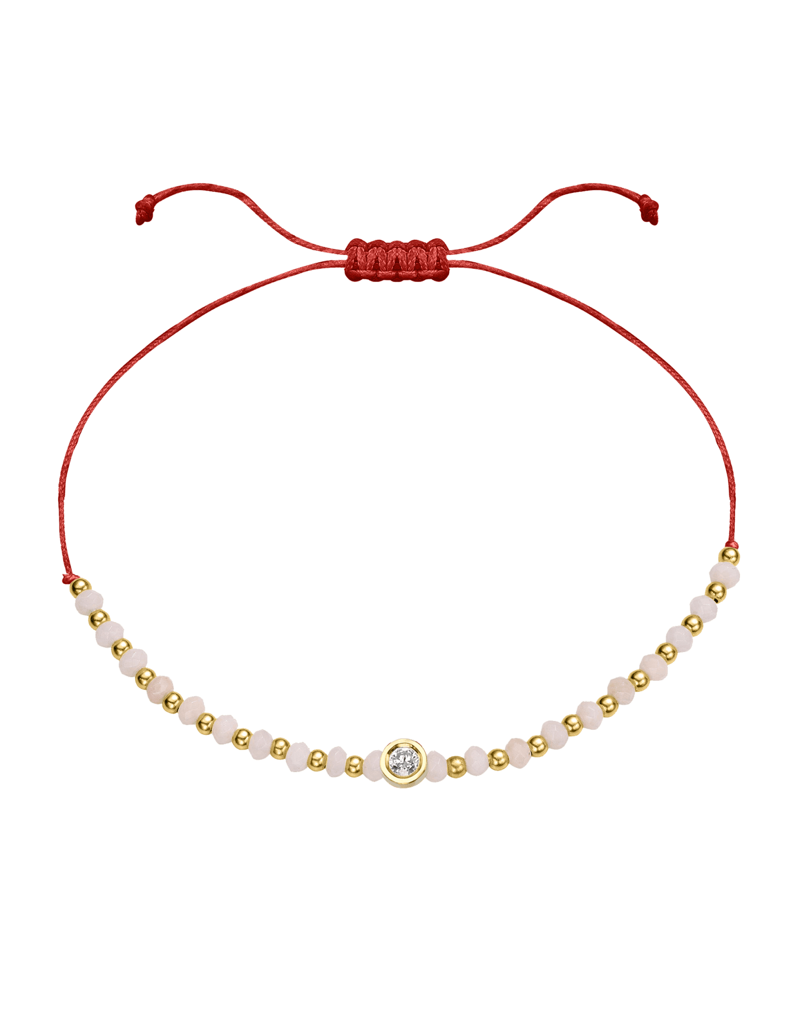 Rhodochrosite Gemstone String of Love Bracelet for Compassion - 14K Yellow Gold Bracelet 14K Solid Gold Red Medium: 0.04ct 