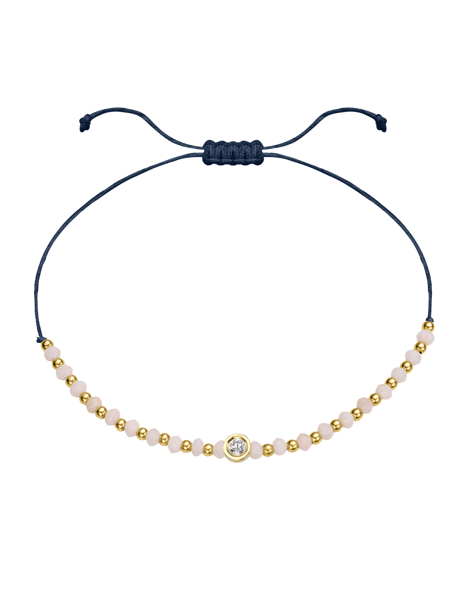 Rhodochrosite Gemstone String of Love Bracelet for Compassion - 14K Yellow Gold Bracelet 14K Solid Gold Navy Blue Medium: 0.04ct 