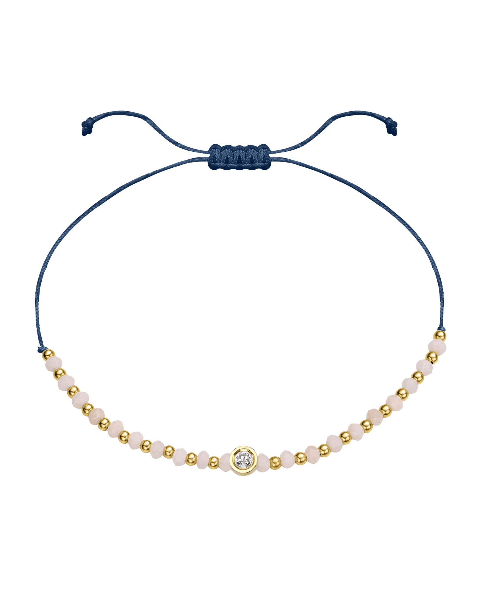 Rhodochrosite Gemstone String of Love Bracelet for Compassion - 14K Yellow Gold Bracelet 14K Solid Gold Indigo Medium: 0.04ct 