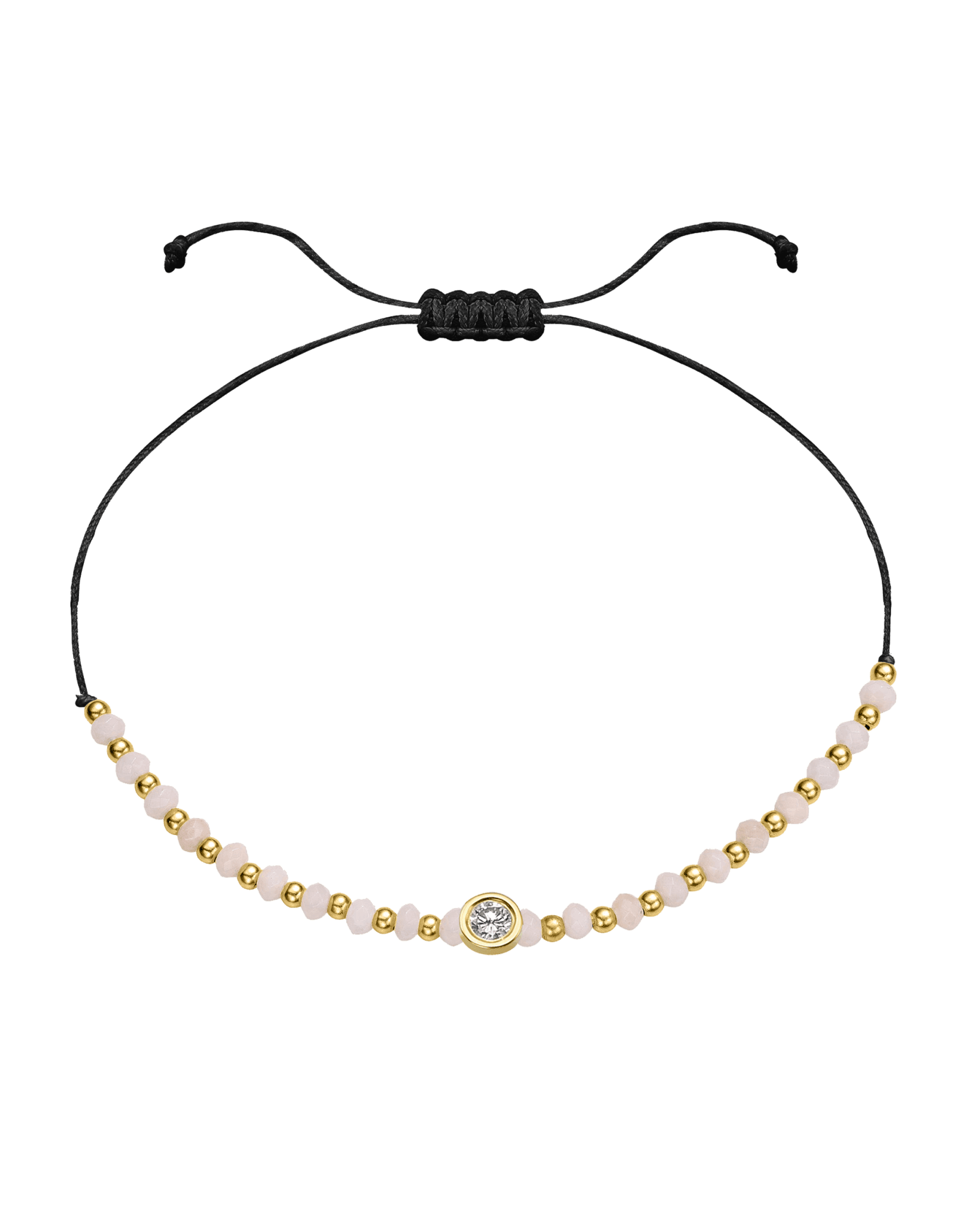 Rhodochrosite Gemstone String of Love Bracelet for Compassion - 14K Yellow Gold Bracelet 14K Solid Gold Black Large: 0.1ct 