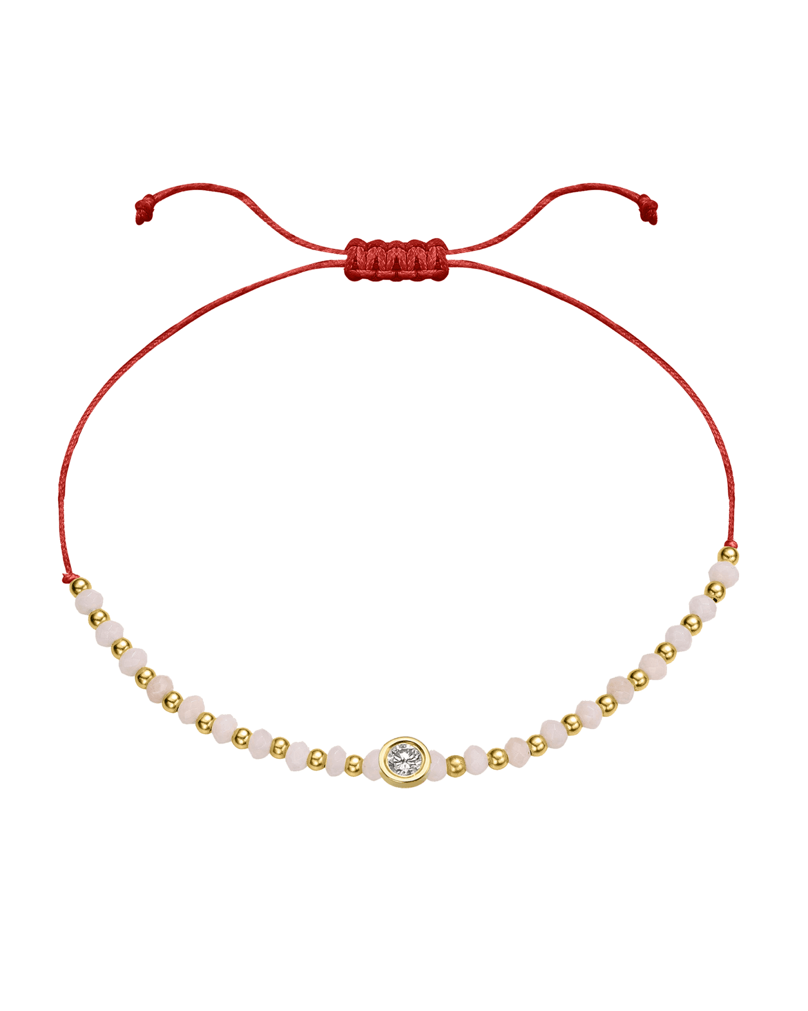 Rhodochrosite Gemstone String of Love Bracelet for Compassion - 14K Yellow Gold Bracelet 14K Solid Gold Red Large: 0.1ct 