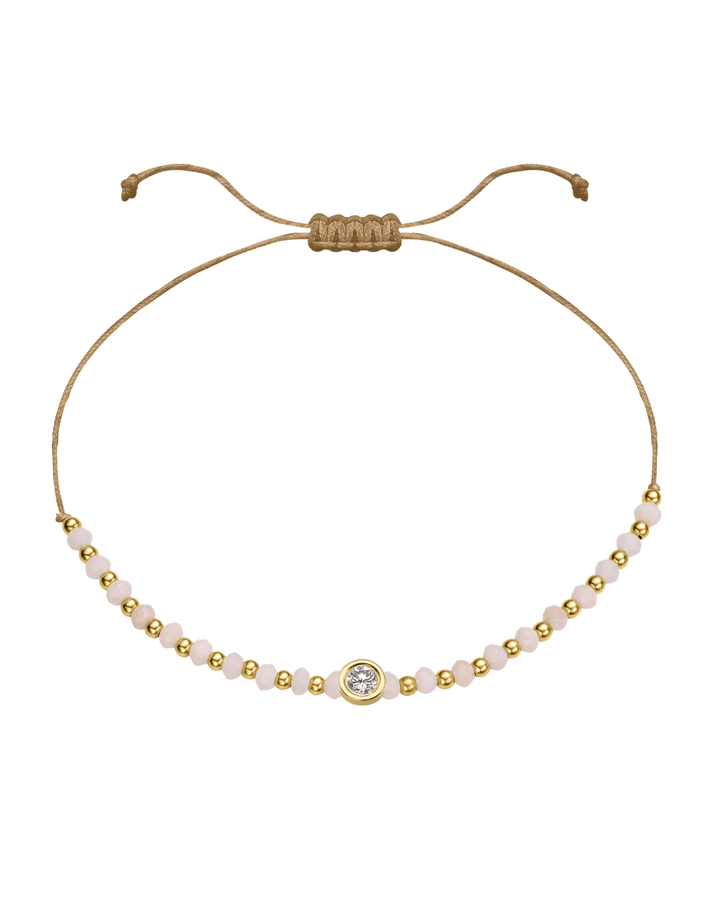 Rhodochrosite Gemstone String of Love Bracelet for Compassion - 14K Yellow Gold Bracelet 14K Solid Gold Camel Large: 0.1ct 