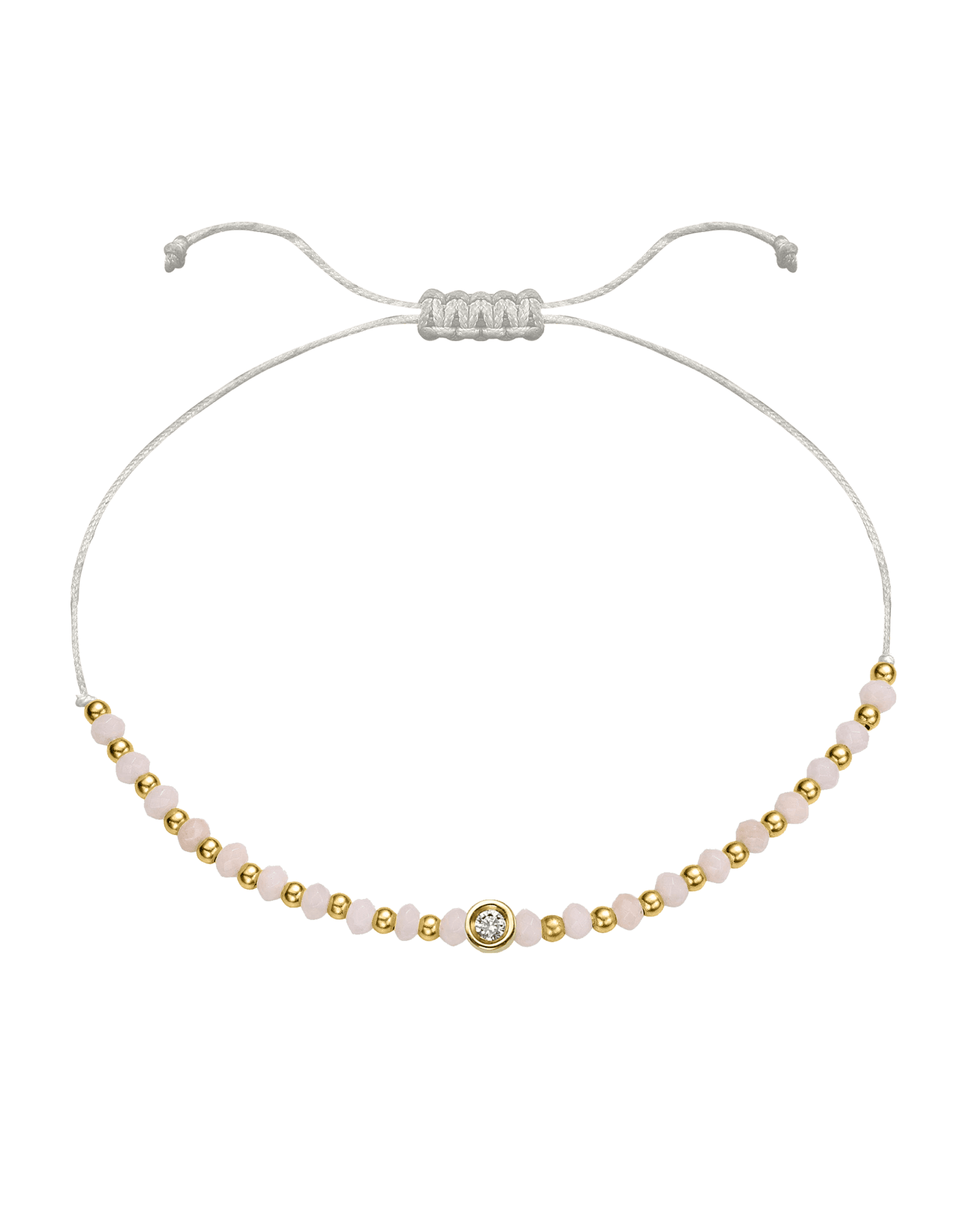 Rhodochrosite Gemstone String of Love Bracelet for Compassion - 14K Yellow Gold Bracelet 14K Solid Gold Pearl Small: 0.03ct 