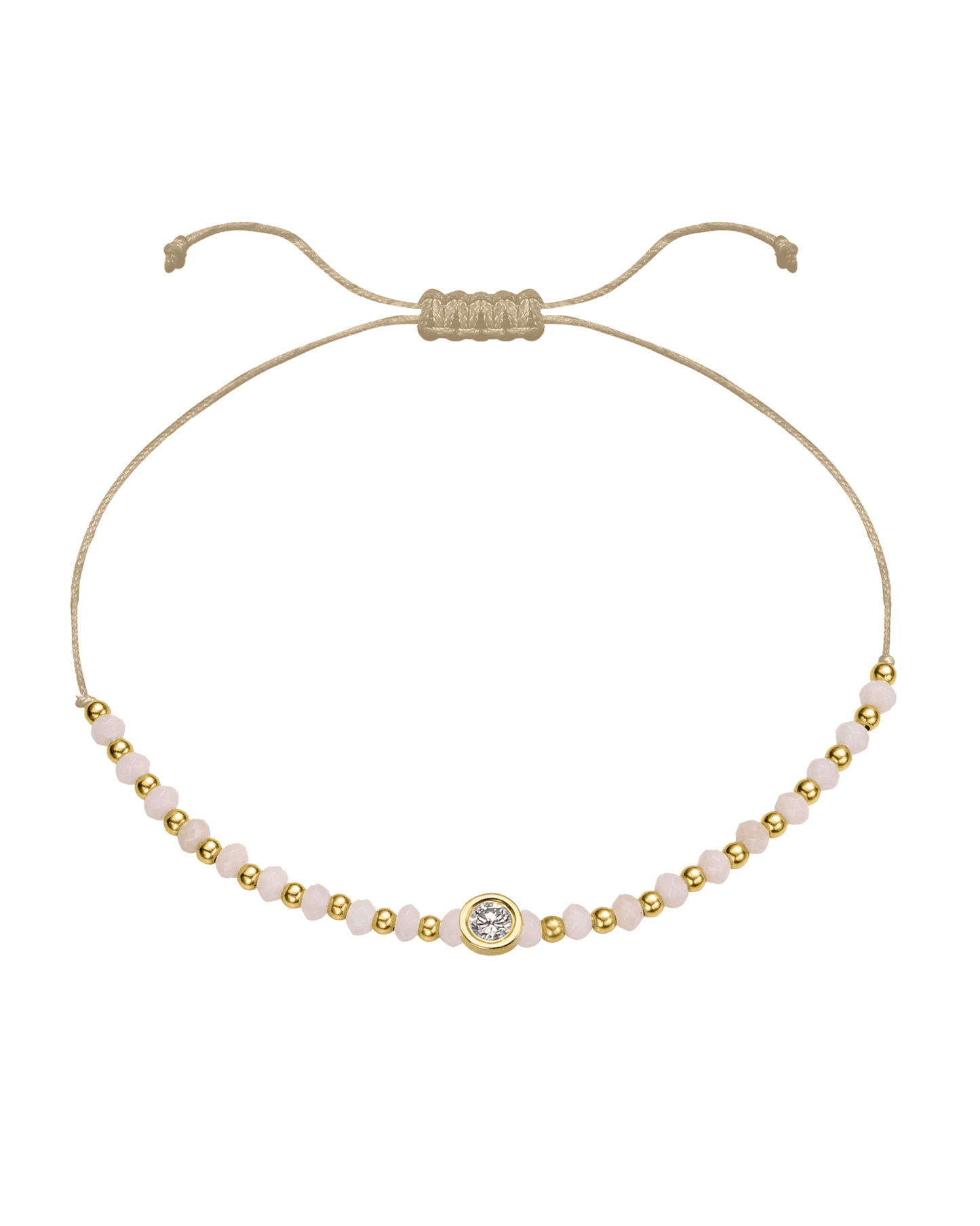 Rhodochrosite Gemstone String of Love Bracelet for Compassion - 14K Yellow Gold Bracelet 14K Solid Gold Beige Large: 0.1ct 