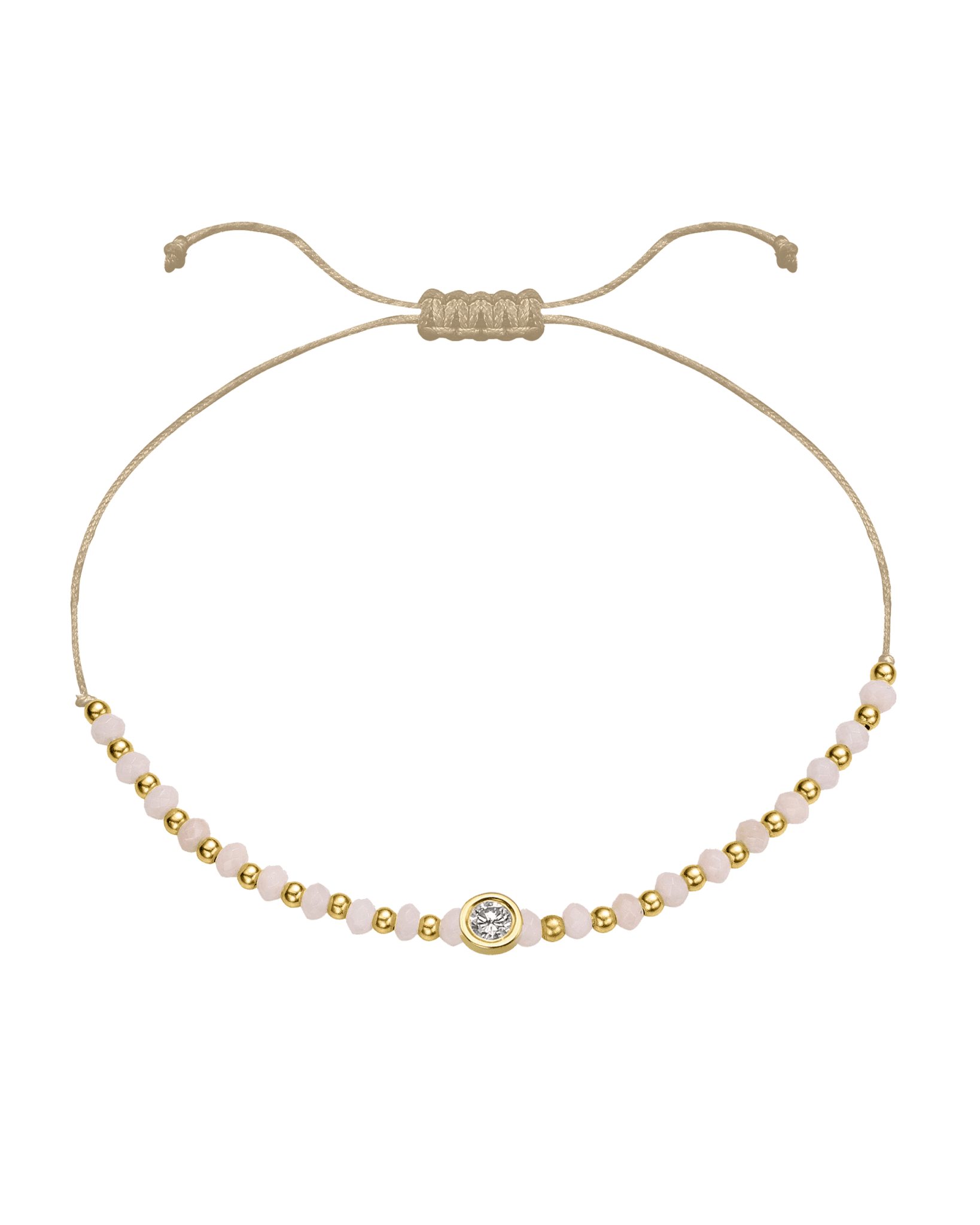 Rhodochrosite Gemstone String of Love Bracelet for Compassion - 14K Yellow Gold Bracelet 14K Solid Gold Beige Large: 0.1ct 
