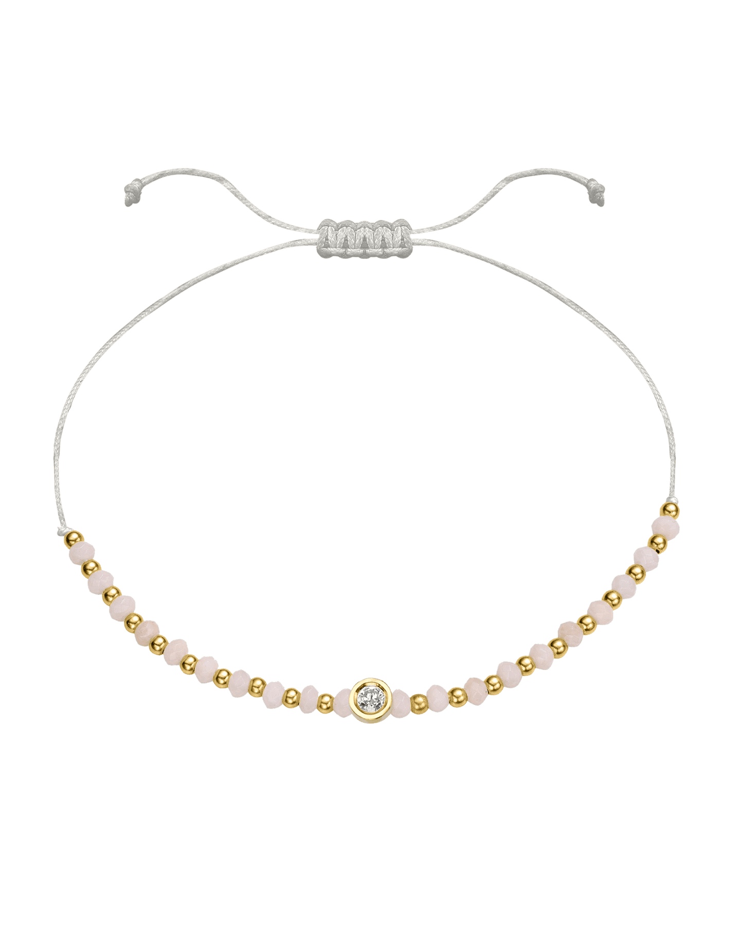 Rhodochrosite Gemstone String of Love Bracelet for Compassion - 14K Yellow Gold Bracelet 14K Solid Gold Pearl Medium: 0.04ct 