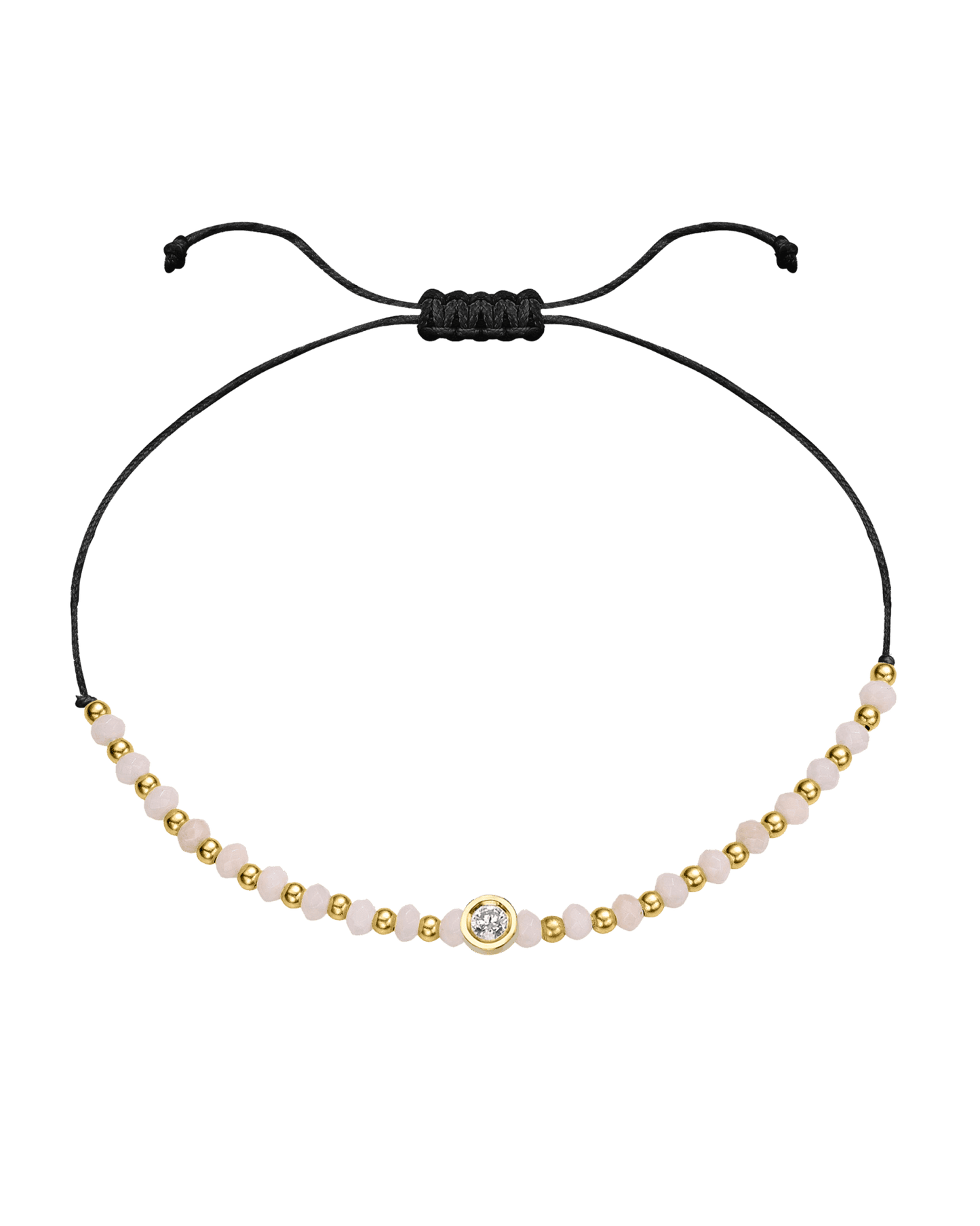 Rhodochrosite Gemstone String of Love Bracelet for Compassion - 14K Yellow Gold Bracelet 14K Solid Gold Black Medium: 0.04ct 