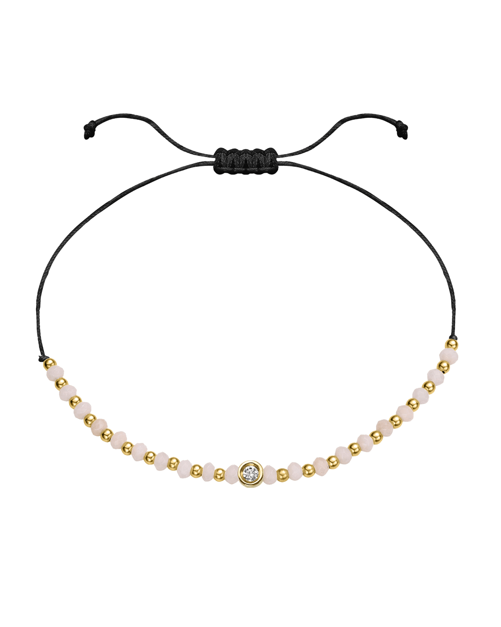 Rhodochrosite Gemstone String of Love Bracelet for Compassion - 14K Yellow Gold Bracelet 14K Solid Gold Black Small: 0.03ct 