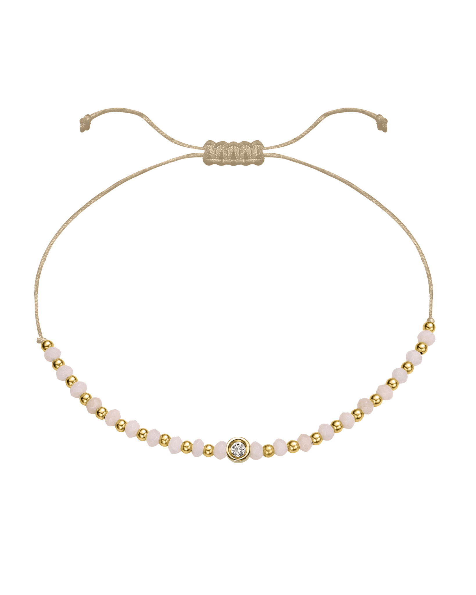 Rhodochrosite Gemstone String of Love Bracelet for Compassion - 14K Yellow Gold Bracelet 14K Solid Gold Beige Small: 0.03ct 