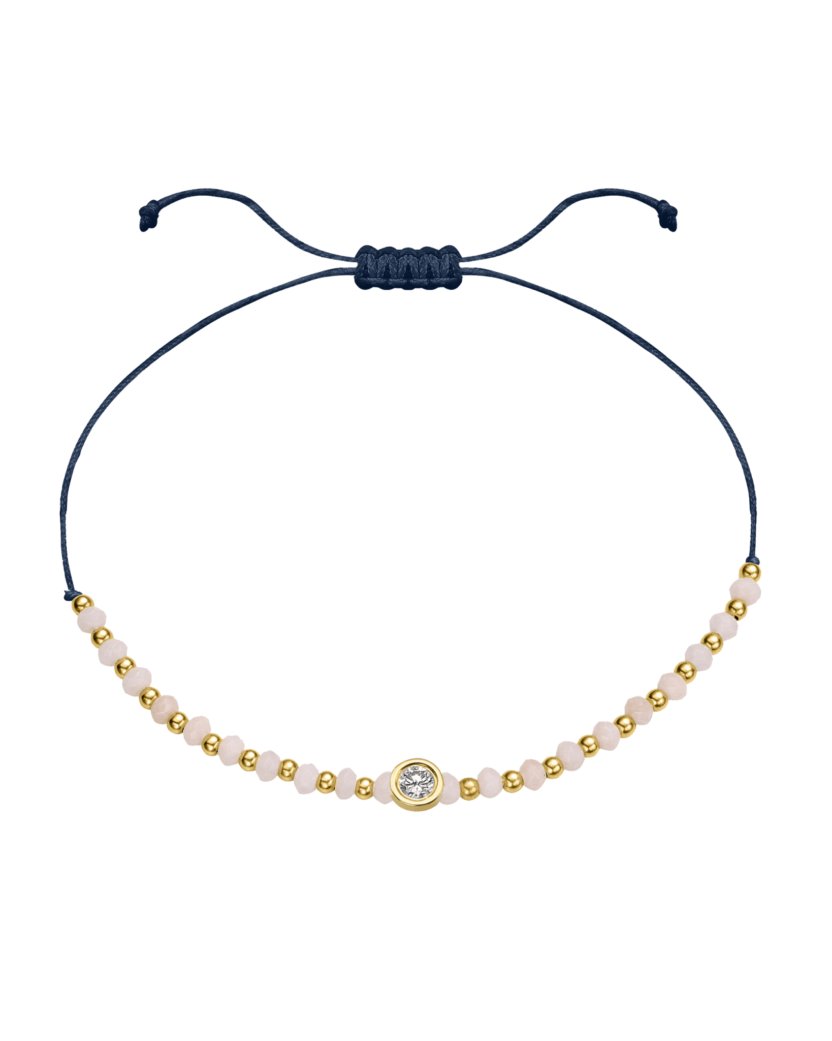 Rhodochrosite Gemstone String of Love Bracelet for Compassion - 14K Yellow Gold Bracelet 14K Solid Gold Navy Blue Large: 0.1ct 