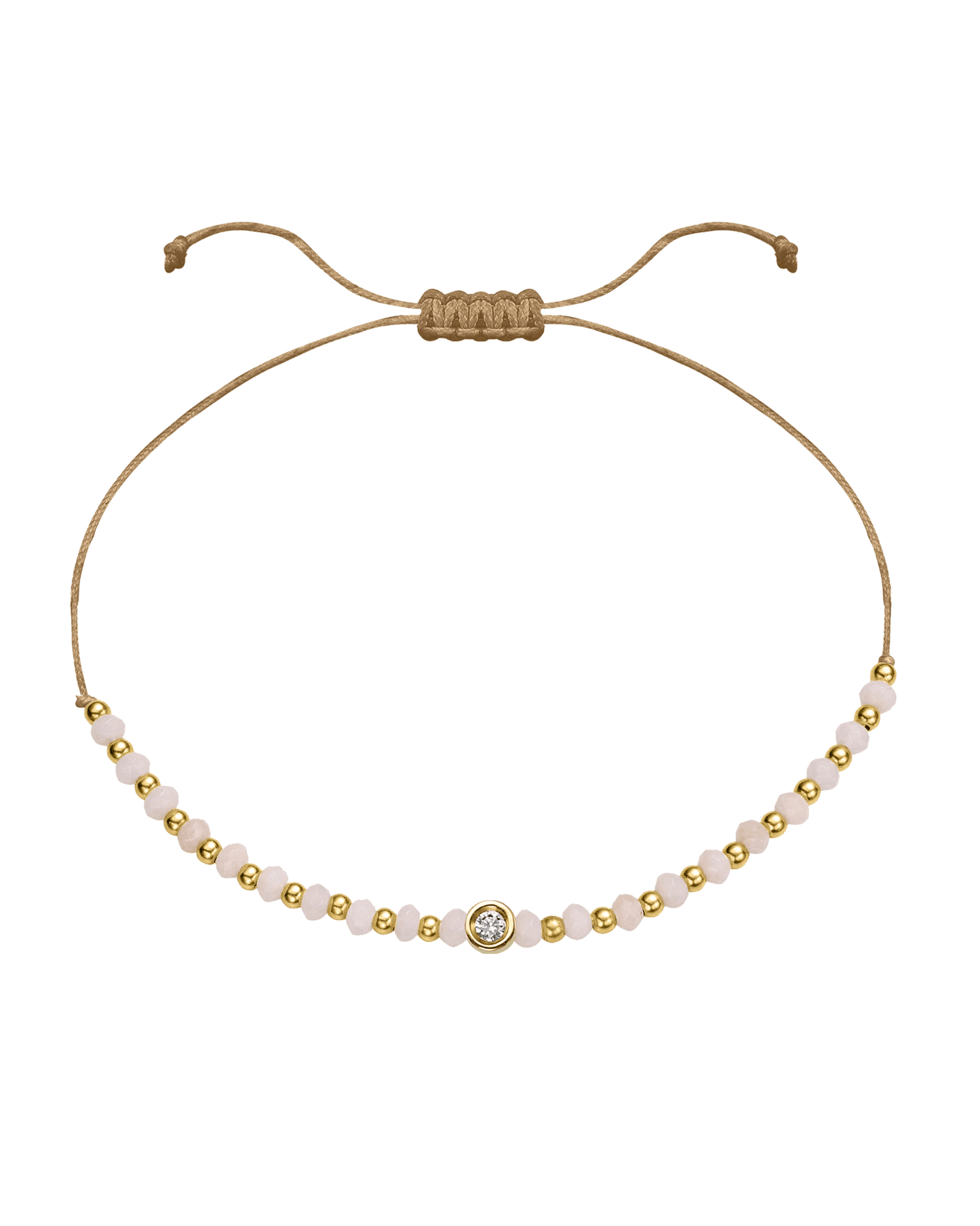 Rhodochrosite Gemstone String of Love Bracelet for Compassion - 14K Yellow Gold Bracelet 14K Solid Gold Camel Small: 0.03ct 