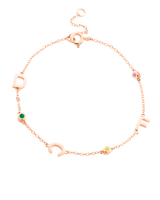 The Initial Birthstone Bracelet - 18K Rose Vermeil Bracelets magal-dev 1 Initial 6"-7" (S-M wrist) 
