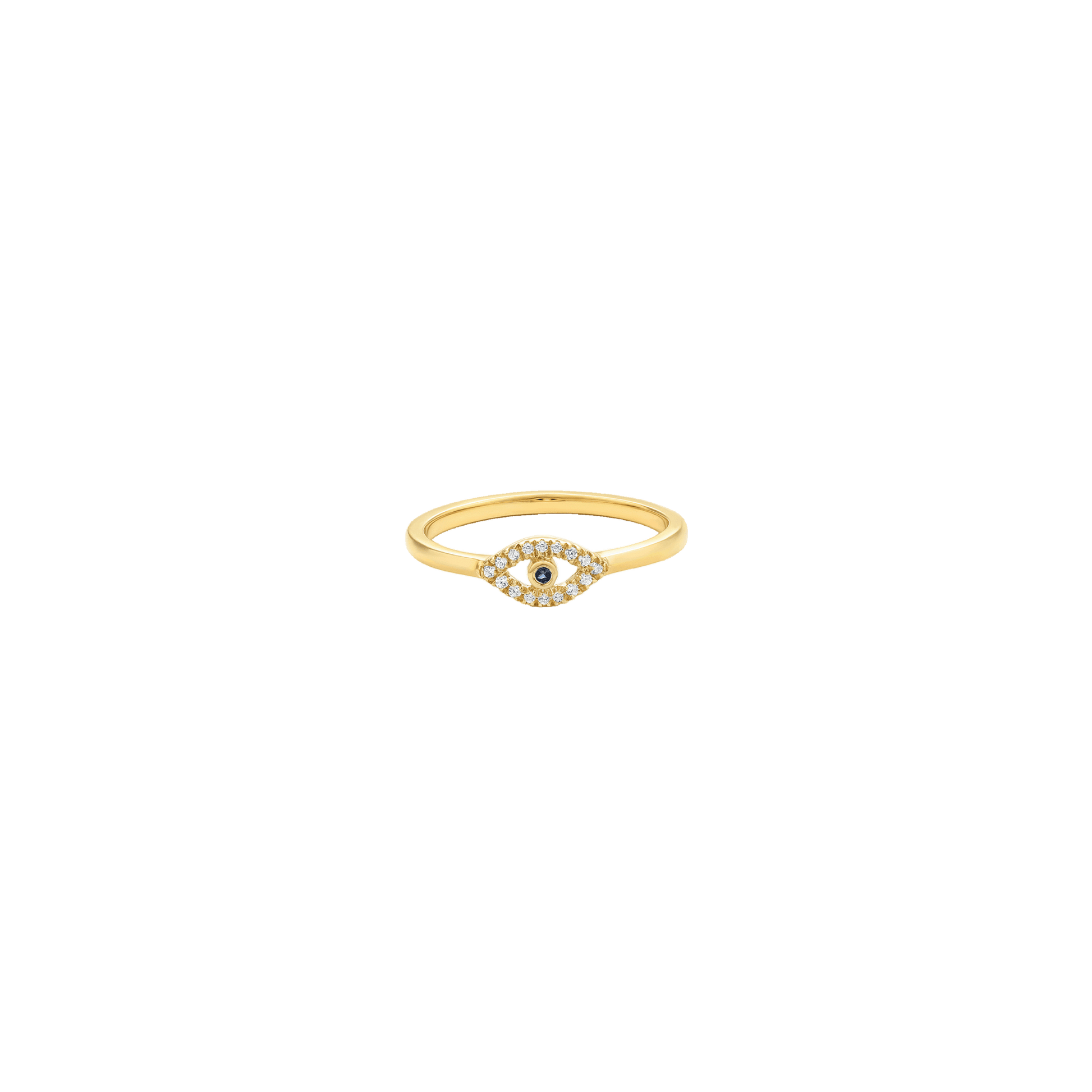Sapphire Evil Eye Diamond Ring - 14K Yellow Gold Rings 14K Solid Gold US 4 