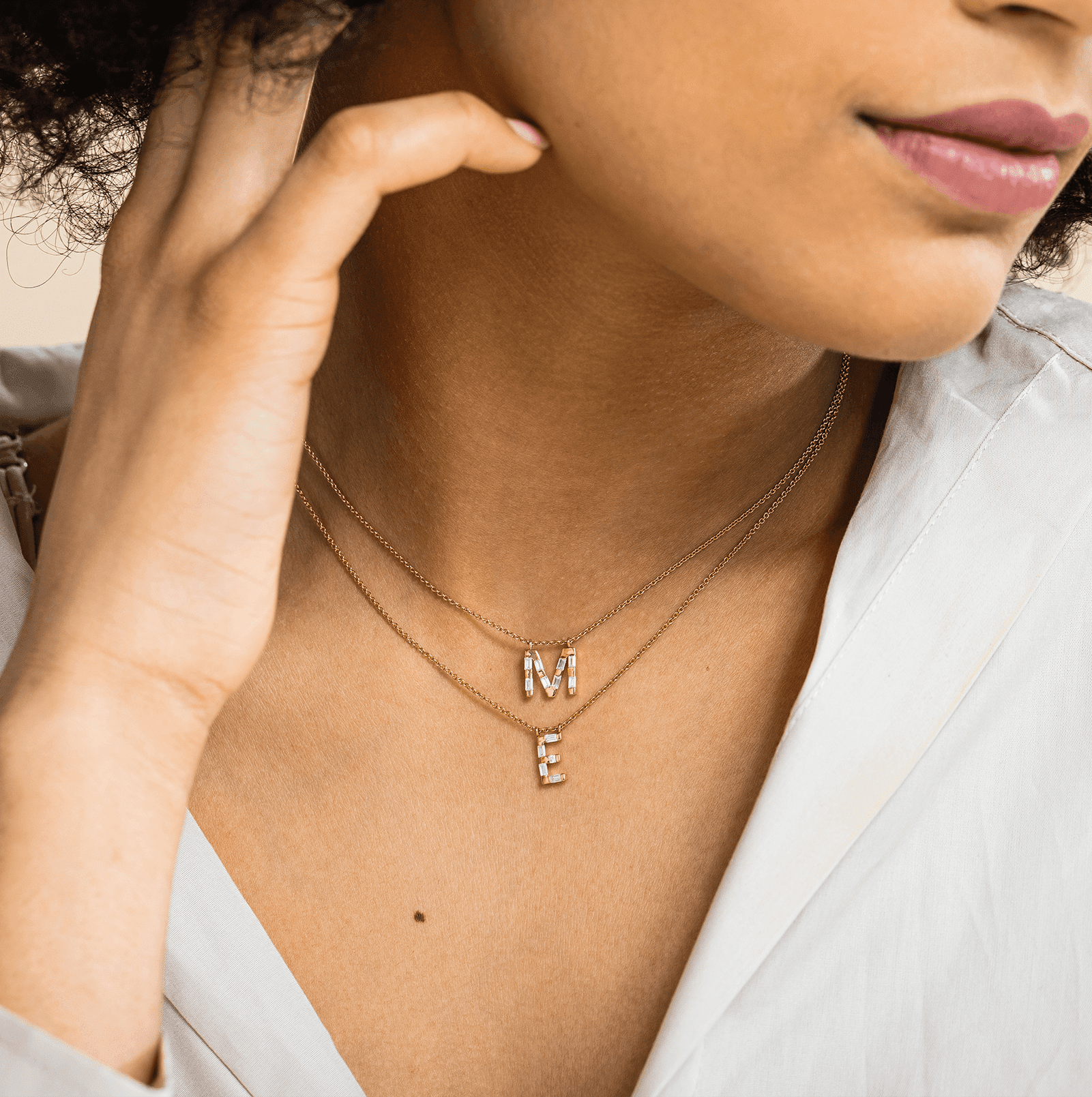 Signature Initial Baguette Necklace - 925 Sterling Silver Necklaces 925 Silver 