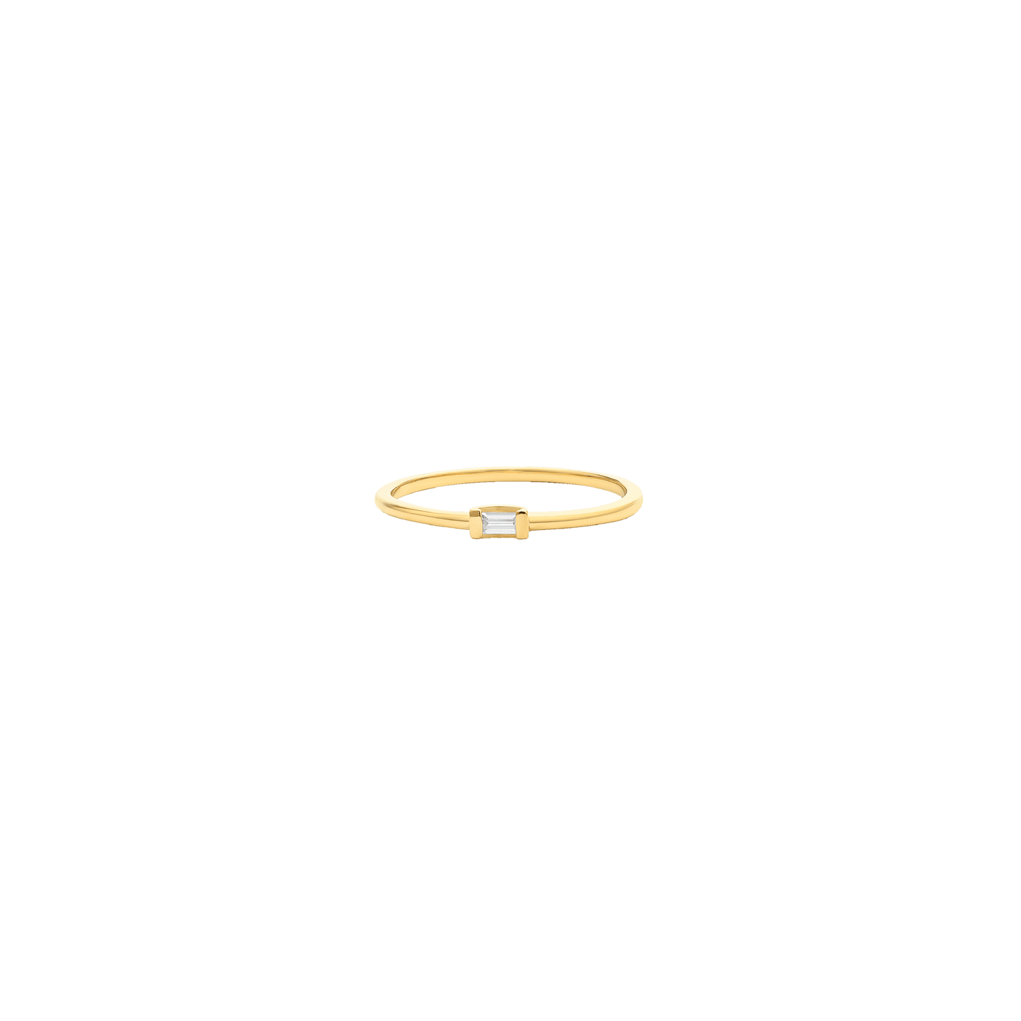 Single Diamond Baguette Ring - 14K Yellow Gold Rings 14K Solid Gold US 4 
