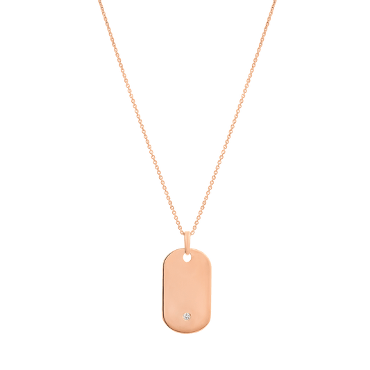 Single Diamond Plate - 14K Rose Gold Necklaces 14K Solid Gold 