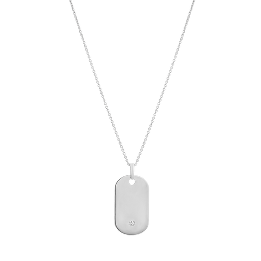 Single Diamond Plate - 14K White Gold Necklaces 14K Solid Gold 
