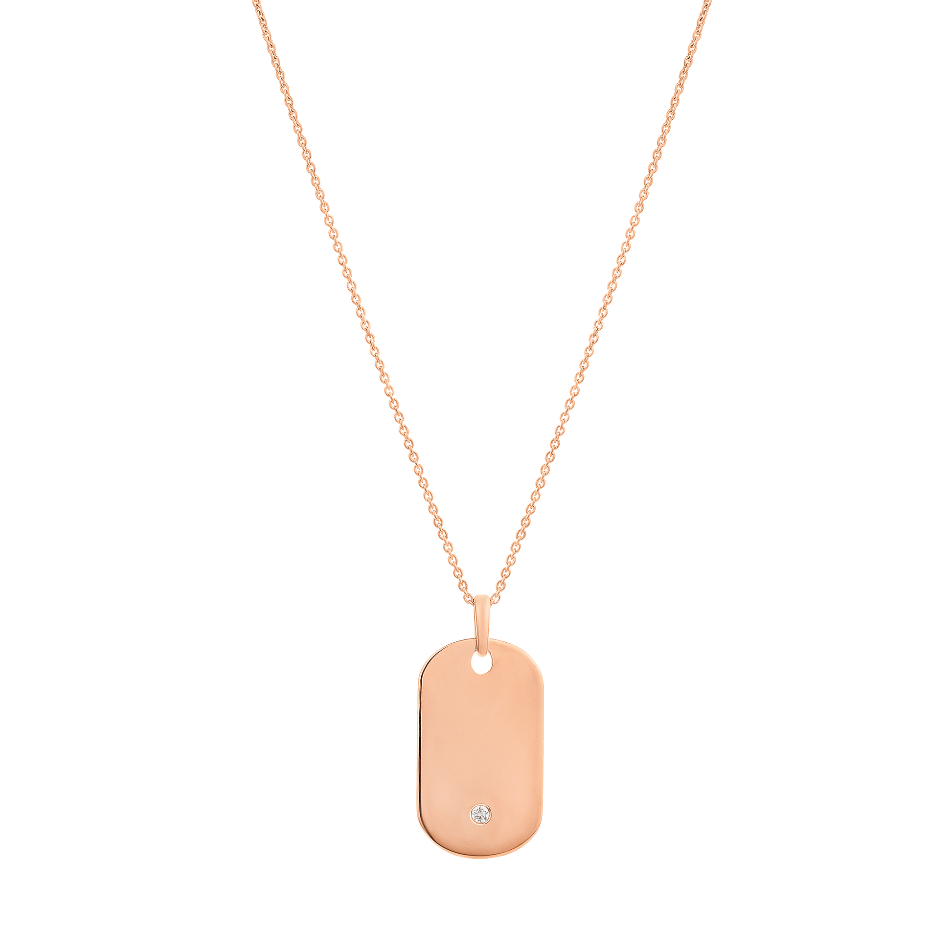 Single Diamond Plate - 14K Yellow Gold Necklaces 14K Solid Gold 