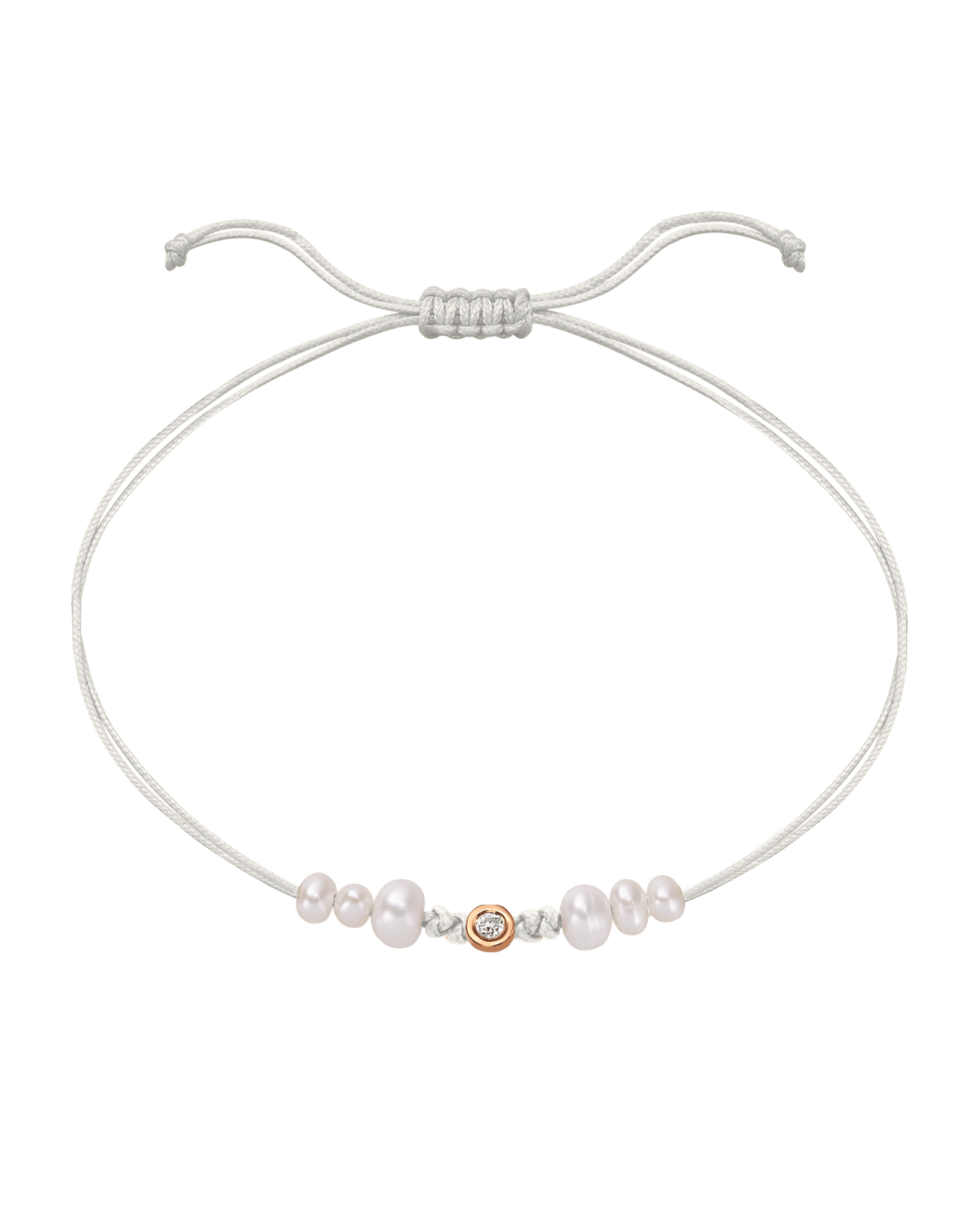 Six Natural Pearl String of Love Bracelet - 14K Rose Gold Bracelet 14K Solid Gold Pearl Small: 0.03ct 