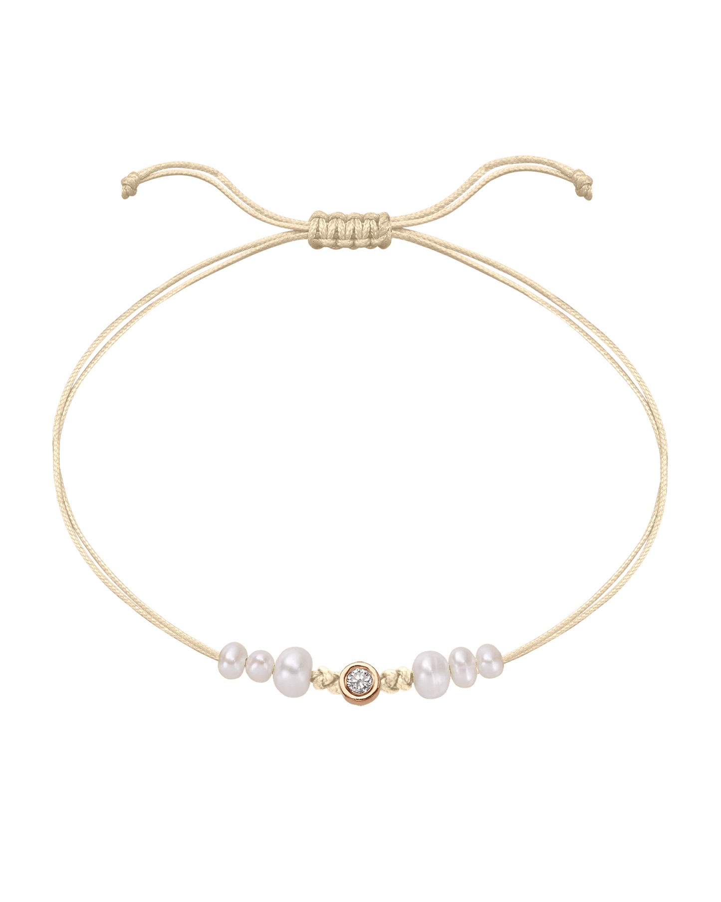 Six Natural Pearl String of Love Bracelet - 14K Rose Gold Bracelet 14K Solid Gold Beige Medium: 0.04ct 