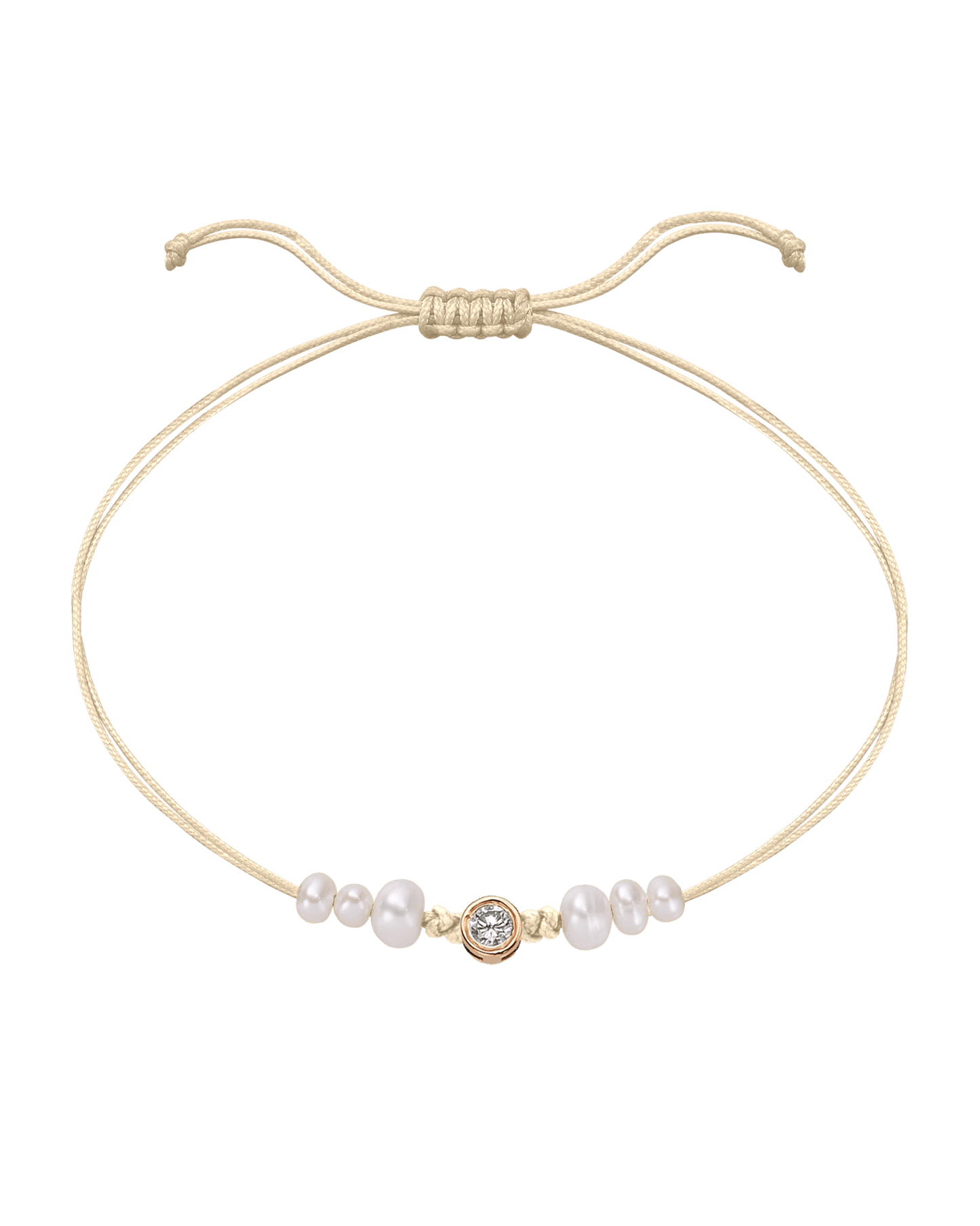 Six Natural Pearl String of Love Bracelet - 14K Rose Gold Bracelet 14K Solid Gold Beige Large: 0.1ct 