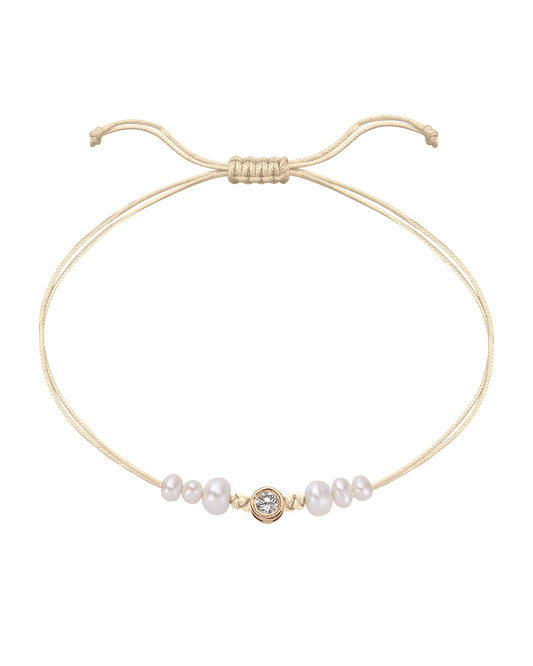 Six Natural Pearl String of Love Bracelet - 14K Rose Gold Bracelet 14K Solid Gold Beige Large: 0.1ct 