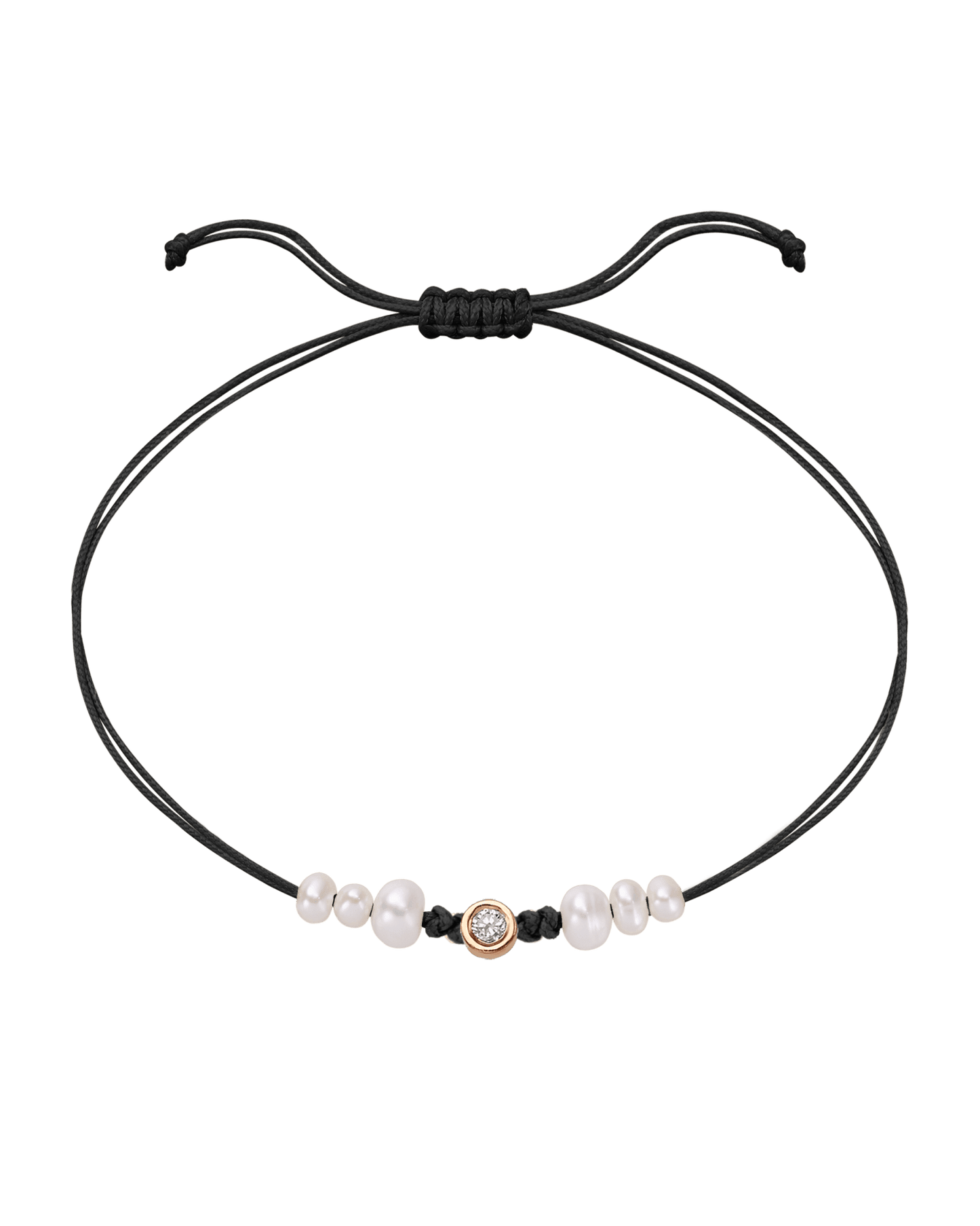 Six Natural Pearl String of Love Bracelet - 14K Rose Gold Bracelet 14K Solid Gold Black Medium: 0.04ct 