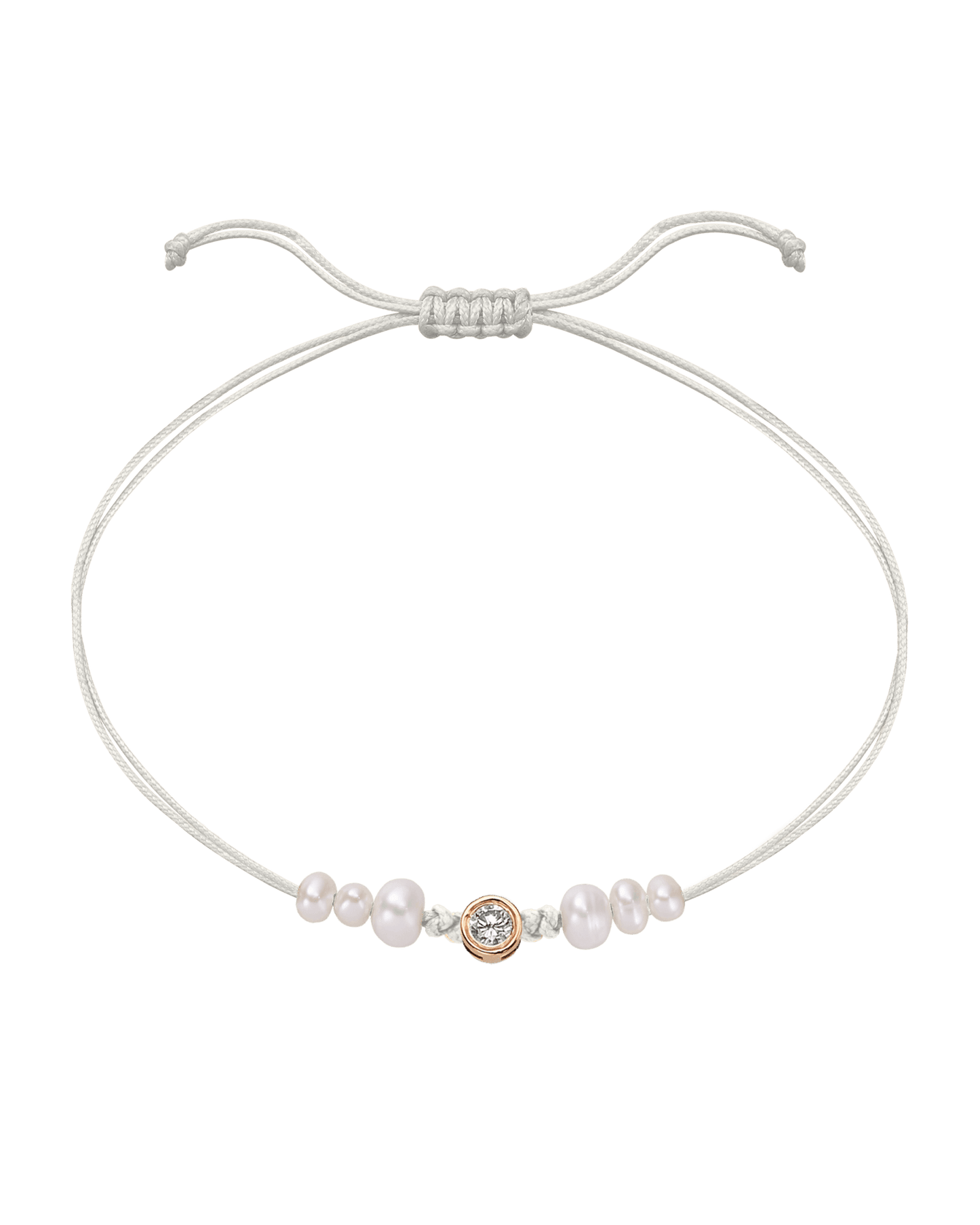 Six Natural Pearl String of Love Bracelet - 14K Rose Gold Bracelet 14K Solid Gold Pearl Large: 0.1ct 
