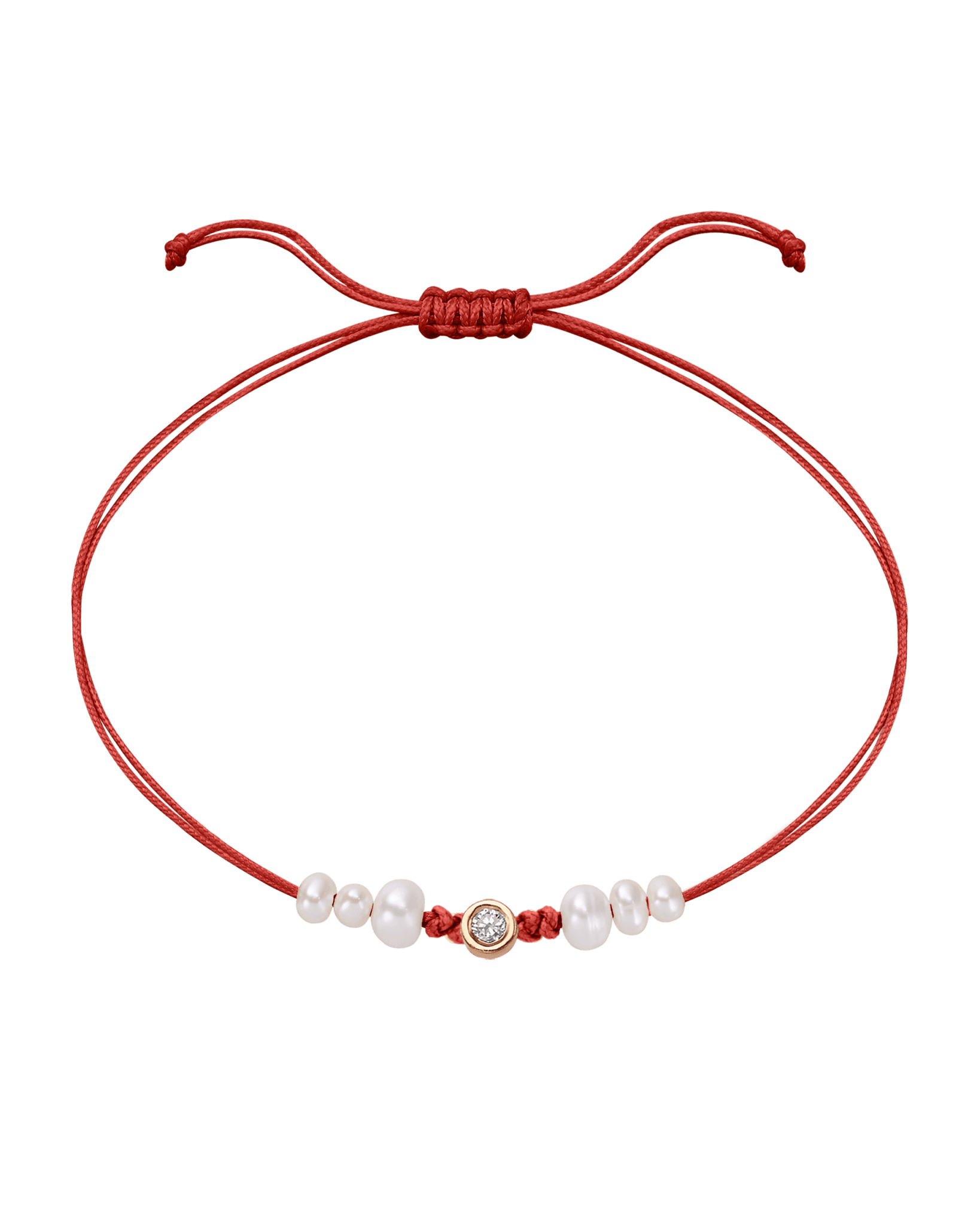 Six Natural Pearl String of Love Bracelet - 14K Rose Gold Bracelet 14K Solid Gold Red Medium: 0.04ct 