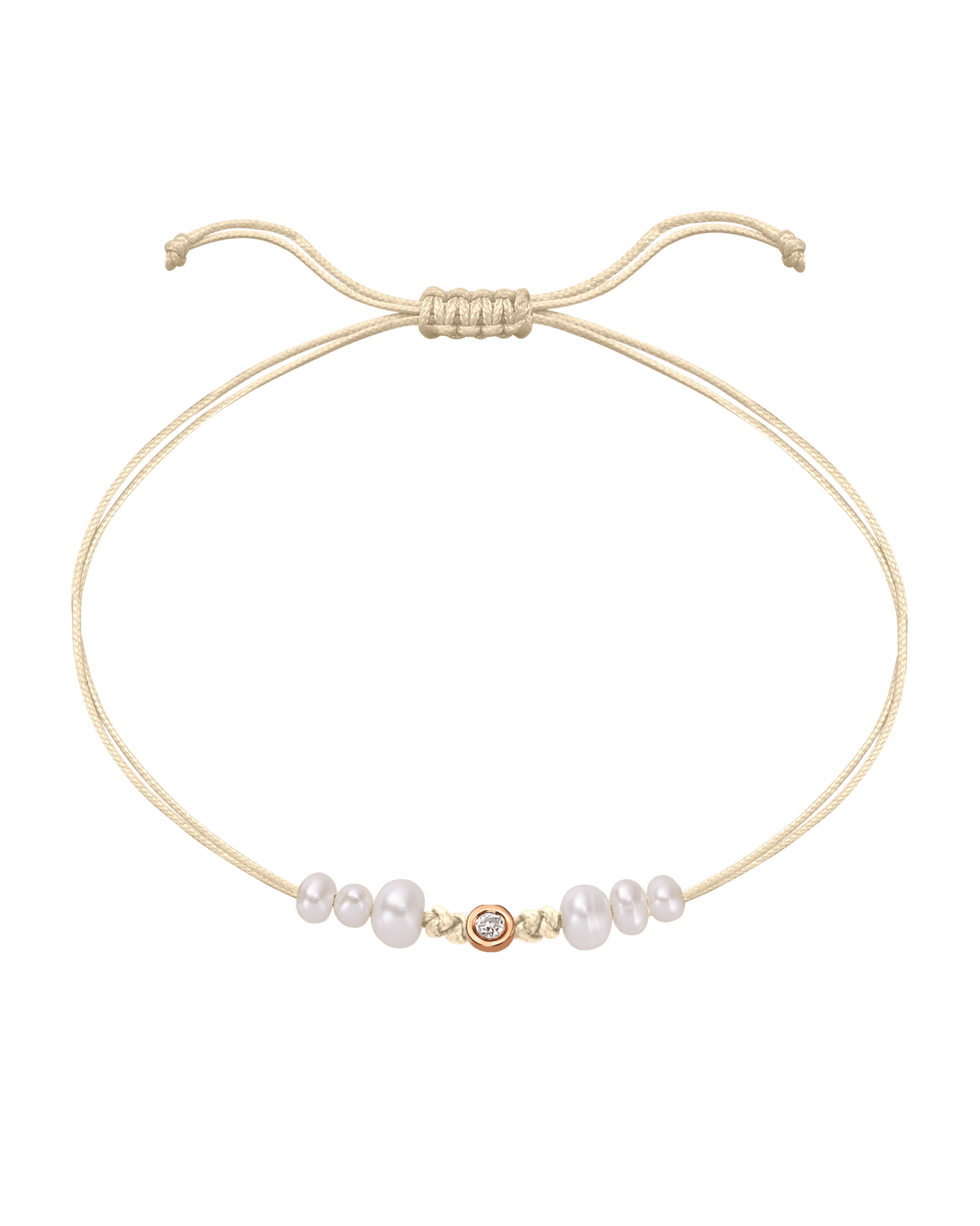 Six Natural Pearl String of Love Bracelet - 14K Rose Gold Bracelet 14K Solid Gold Beige Small: 0.03ct 