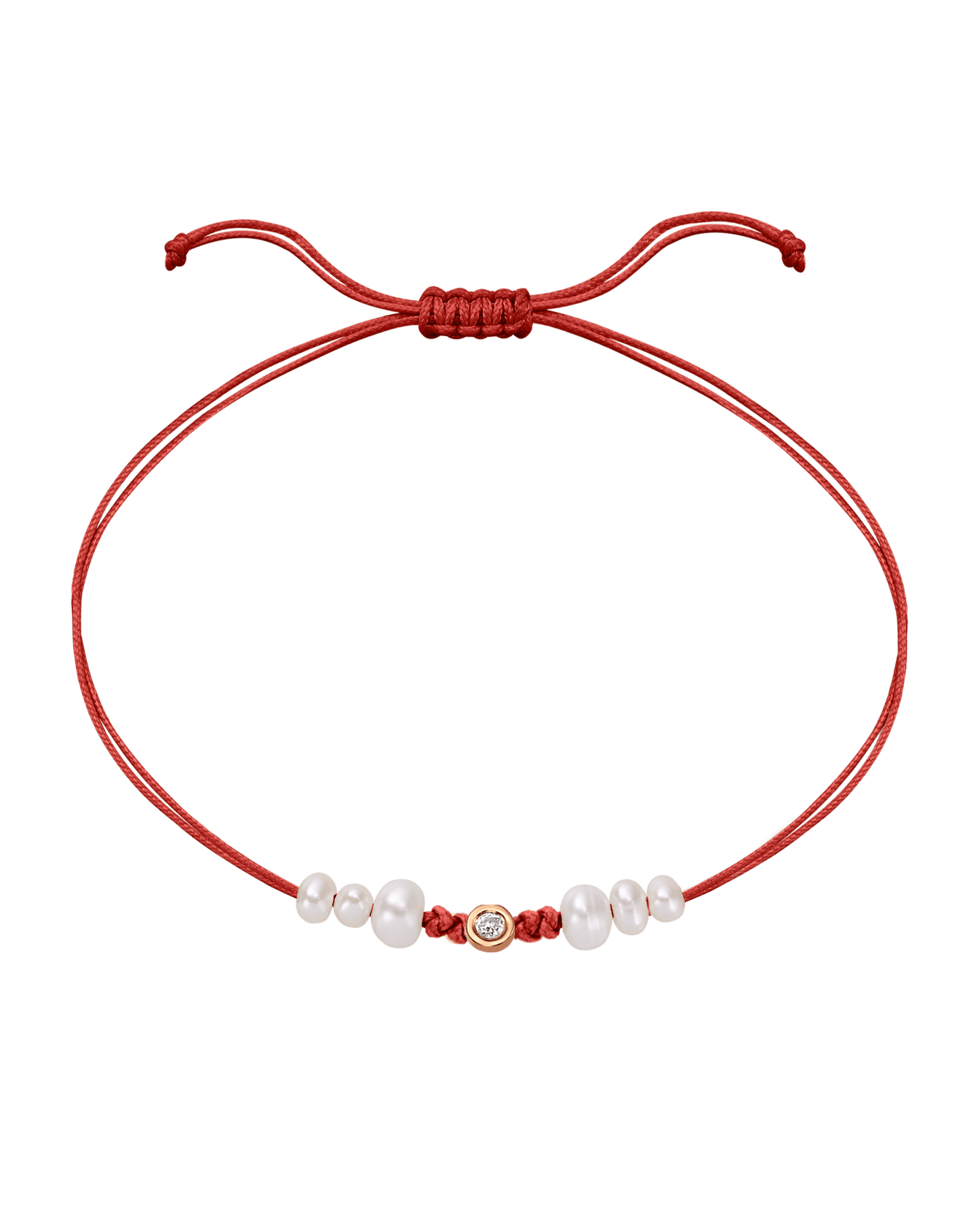 Six Natural Pearl String of Love Bracelet - 14K Rose Gold Bracelet 14K Solid Gold Red Small: 0.03ct 