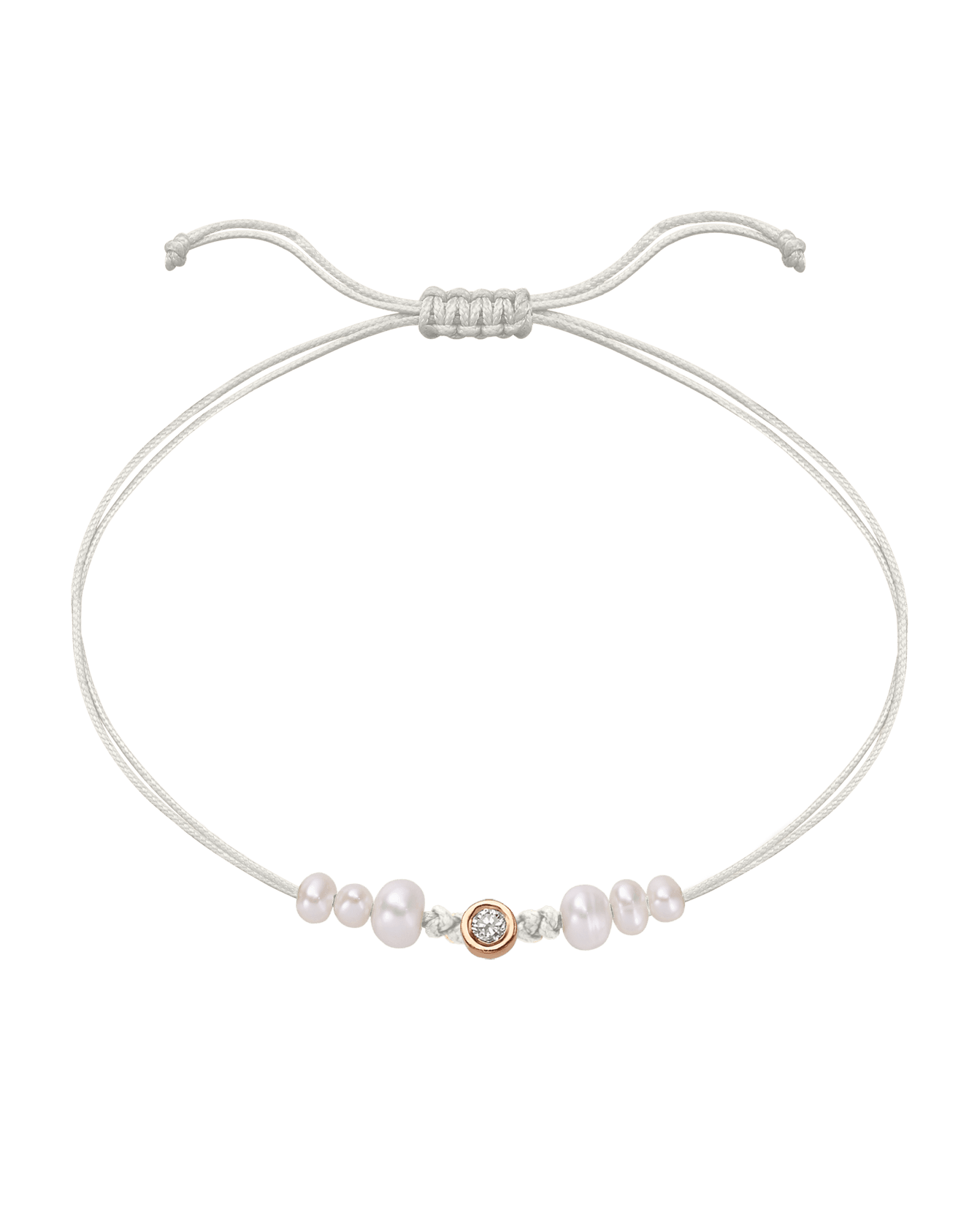 Six Natural Pearl String of Love Bracelet - 14K Rose Gold Bracelet 14K Solid Gold Pearl Medium: 0.04ct 