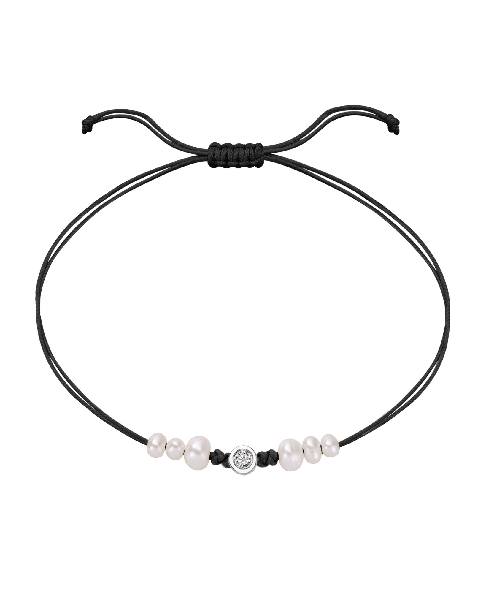 Six Natural Pearl String of Love Bracelet - 14K White Gold Bracelet 14K Solid Gold Black Medium: 0.04ct 